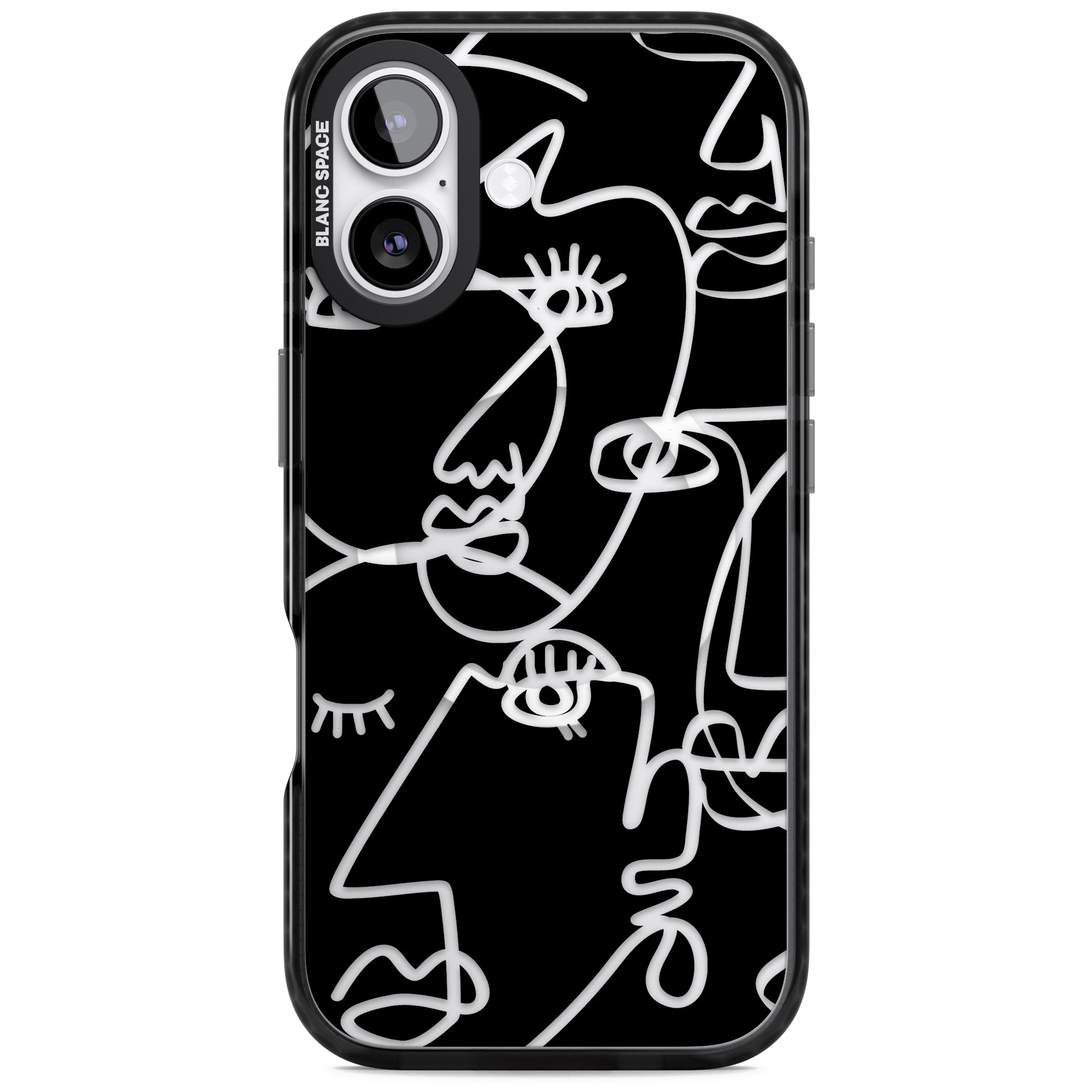Abstract Line Art Clear Black iPhone 17 Impact Pro Black Phone Case