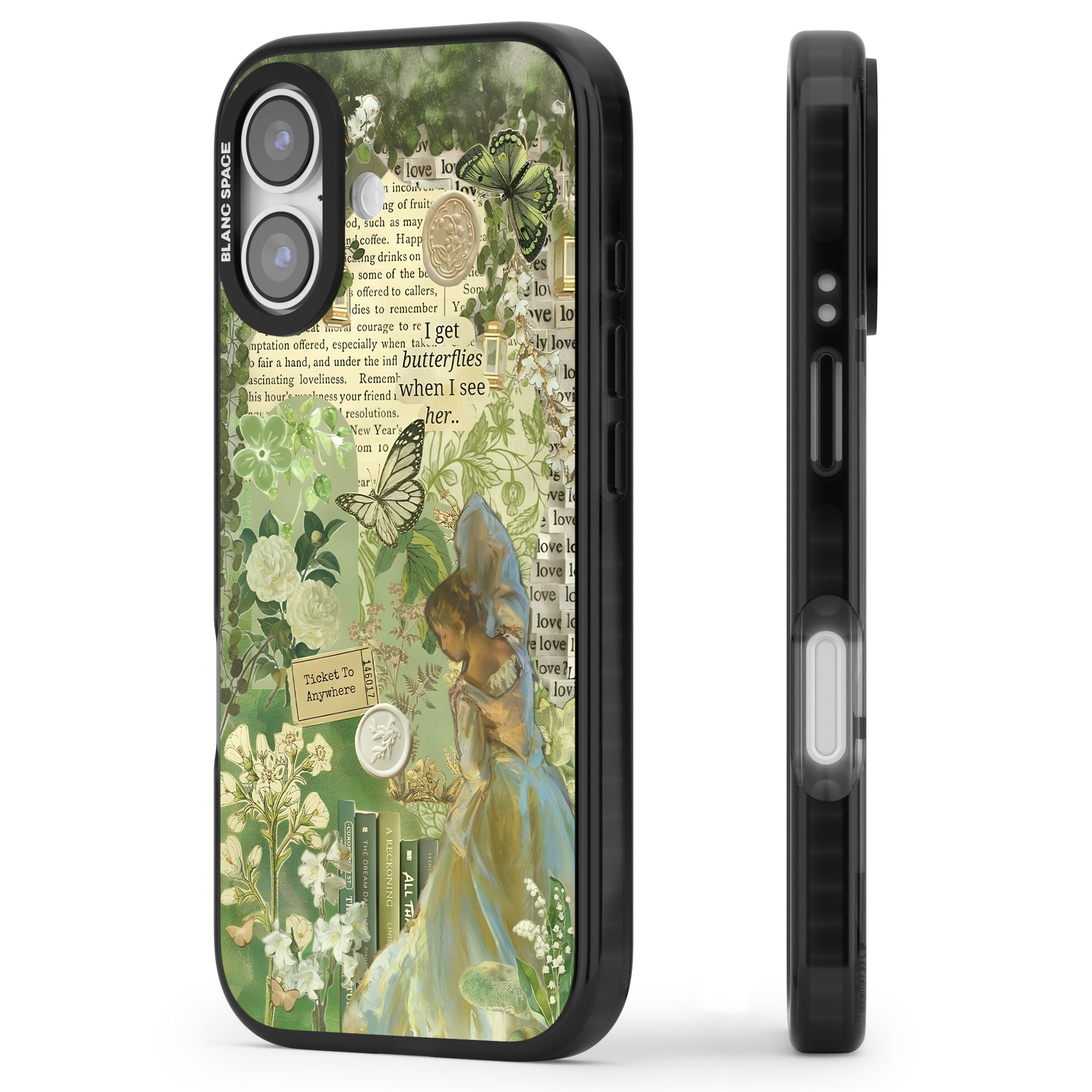 Vintage Green Fairy iPhone 17 Impact Pro Black Phone Case Side Profile