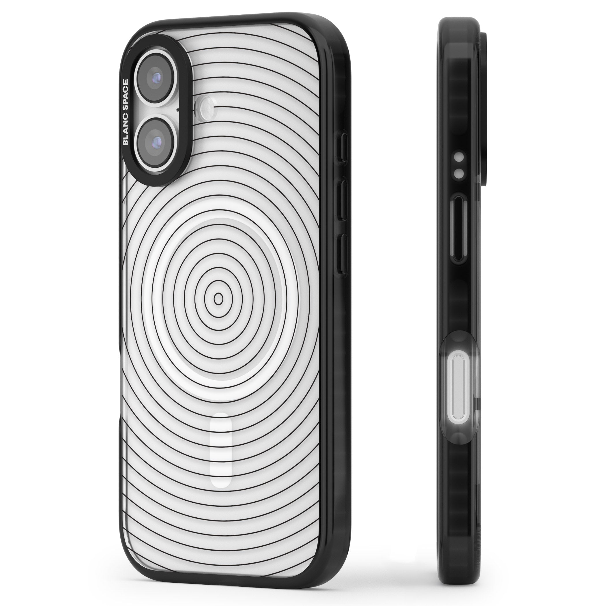 Concentric Lines: Monochrome Vibes iPhone 17 Impact Pro Black Phone Case Side Profile