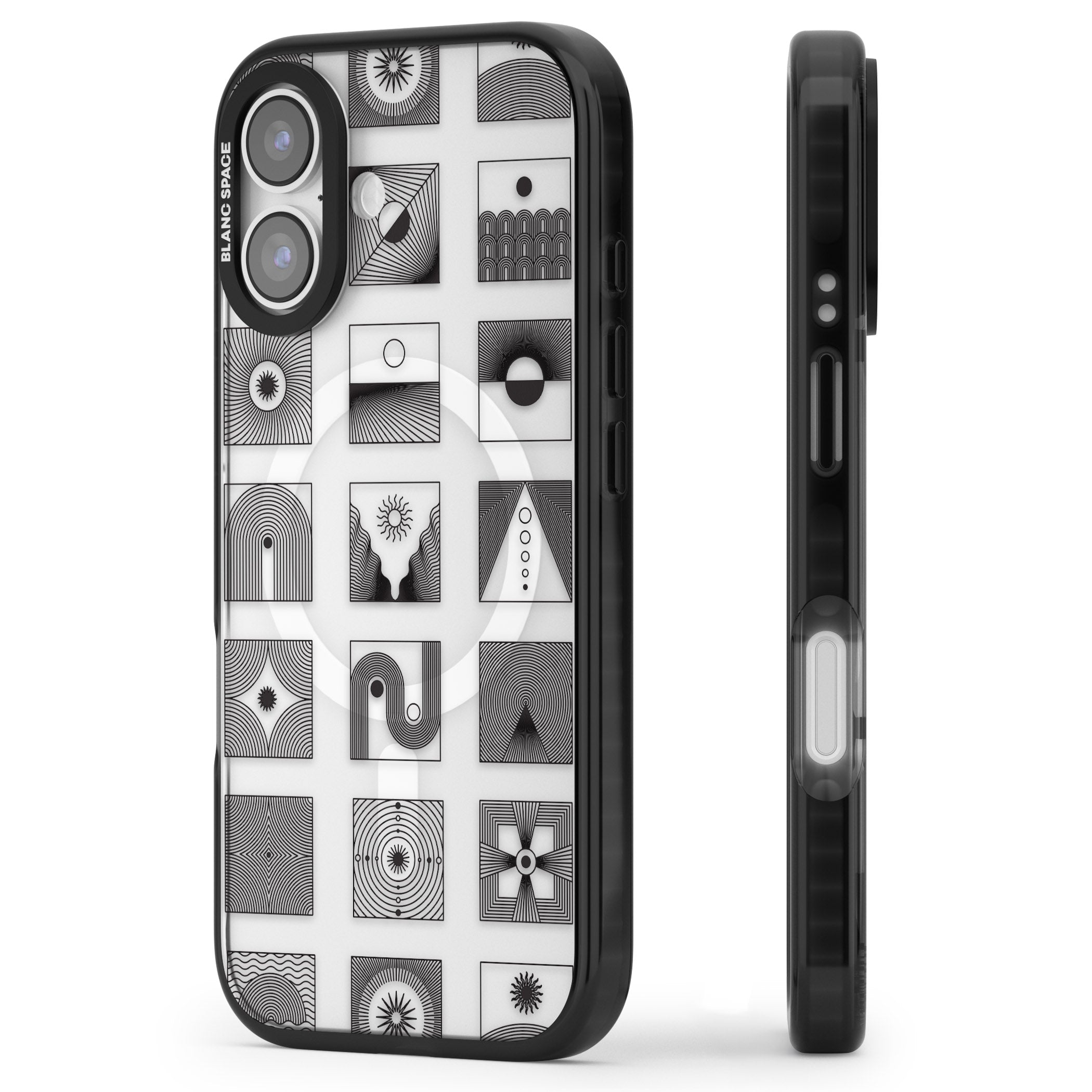 Abstract Geometric iPhone 17 Impact Pro Black Phone Case Side Profile