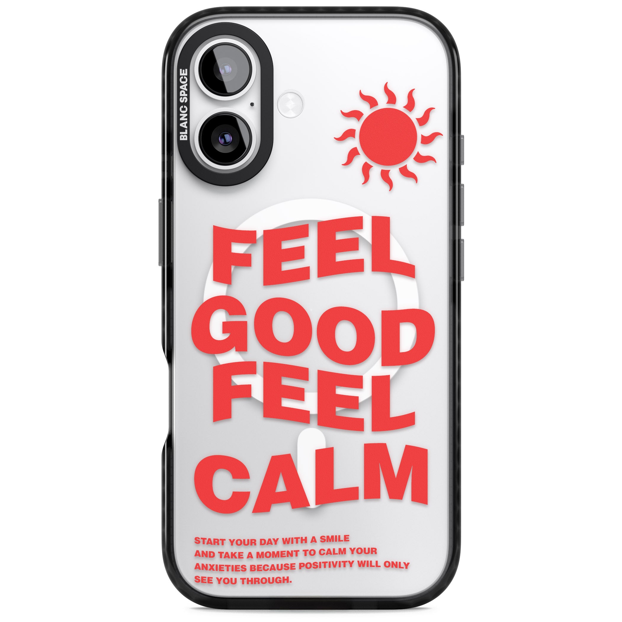 Feel Good Feel Calm (Red) iPhone 17 Impact Pro Black Phone Case