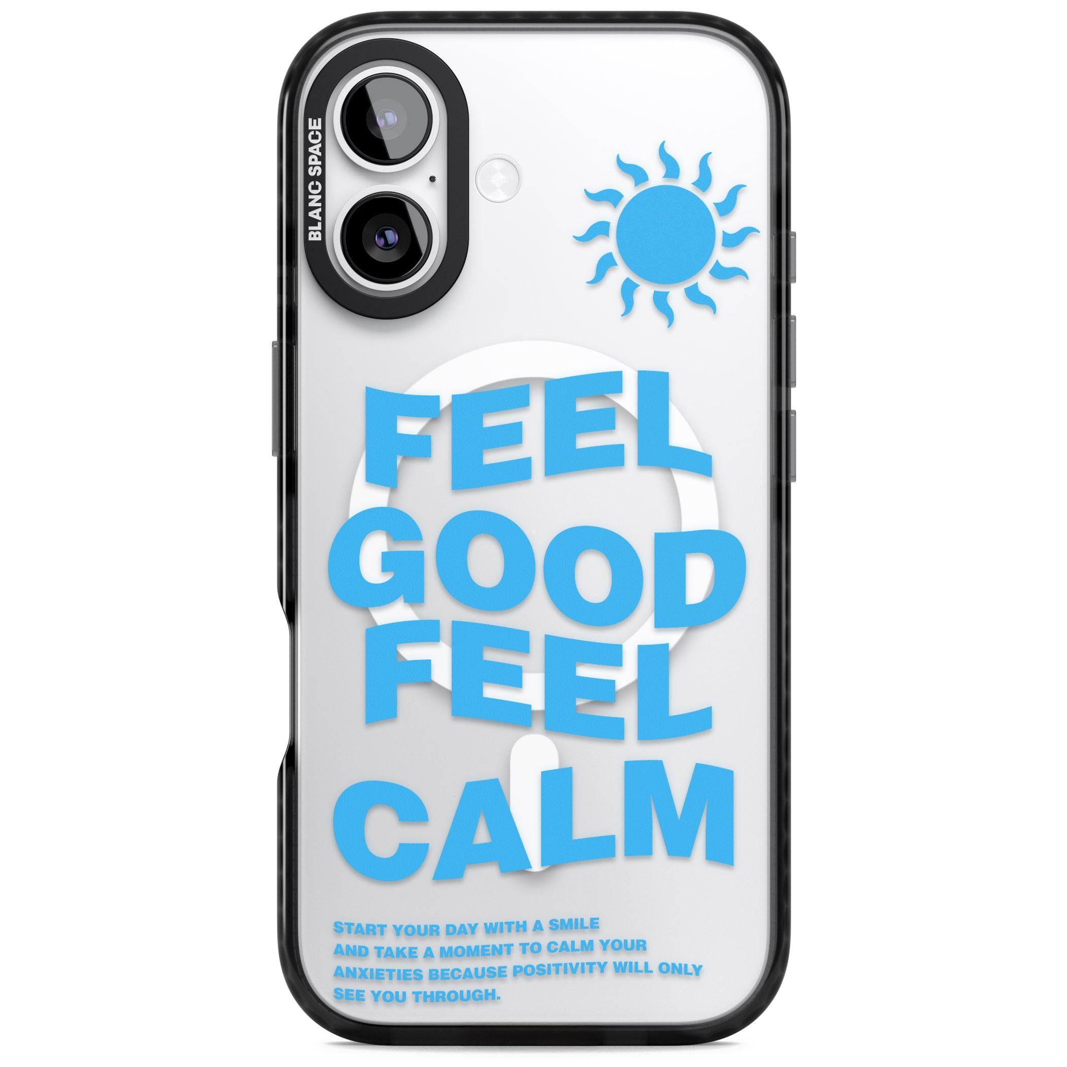 Feel Good Feel Calm (Blue) iPhone 17 Impact Pro Black Phone Case