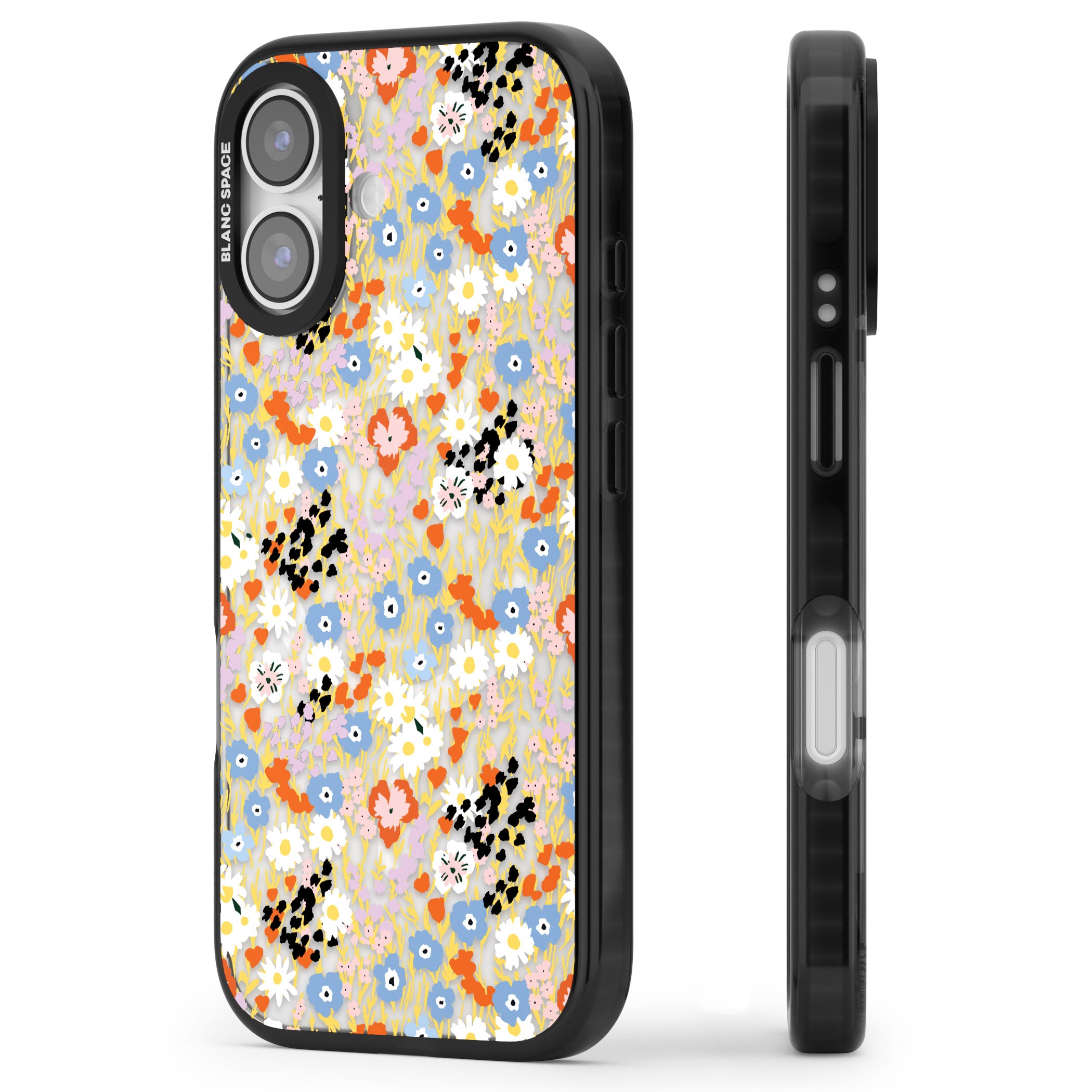 Floral Delight: Vibrant Blooms iPhone 17 Impact Pro Black Phone Case Side Profile