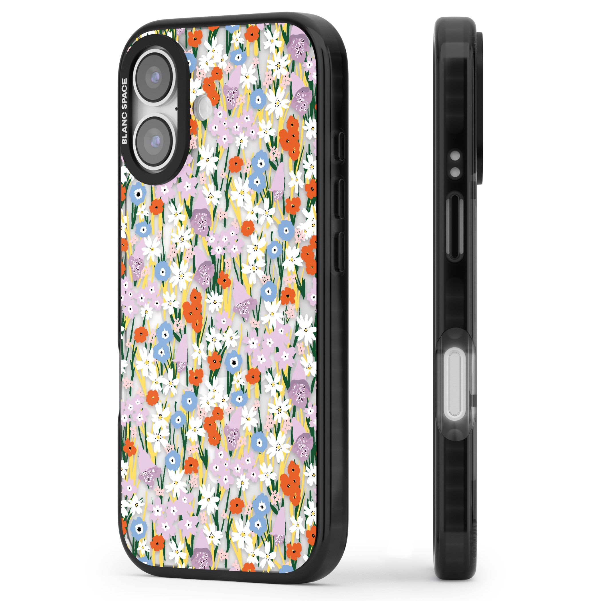 Vibrant Floral Garden iPhone 17 Impact Pro Black Phone Case Side Profile