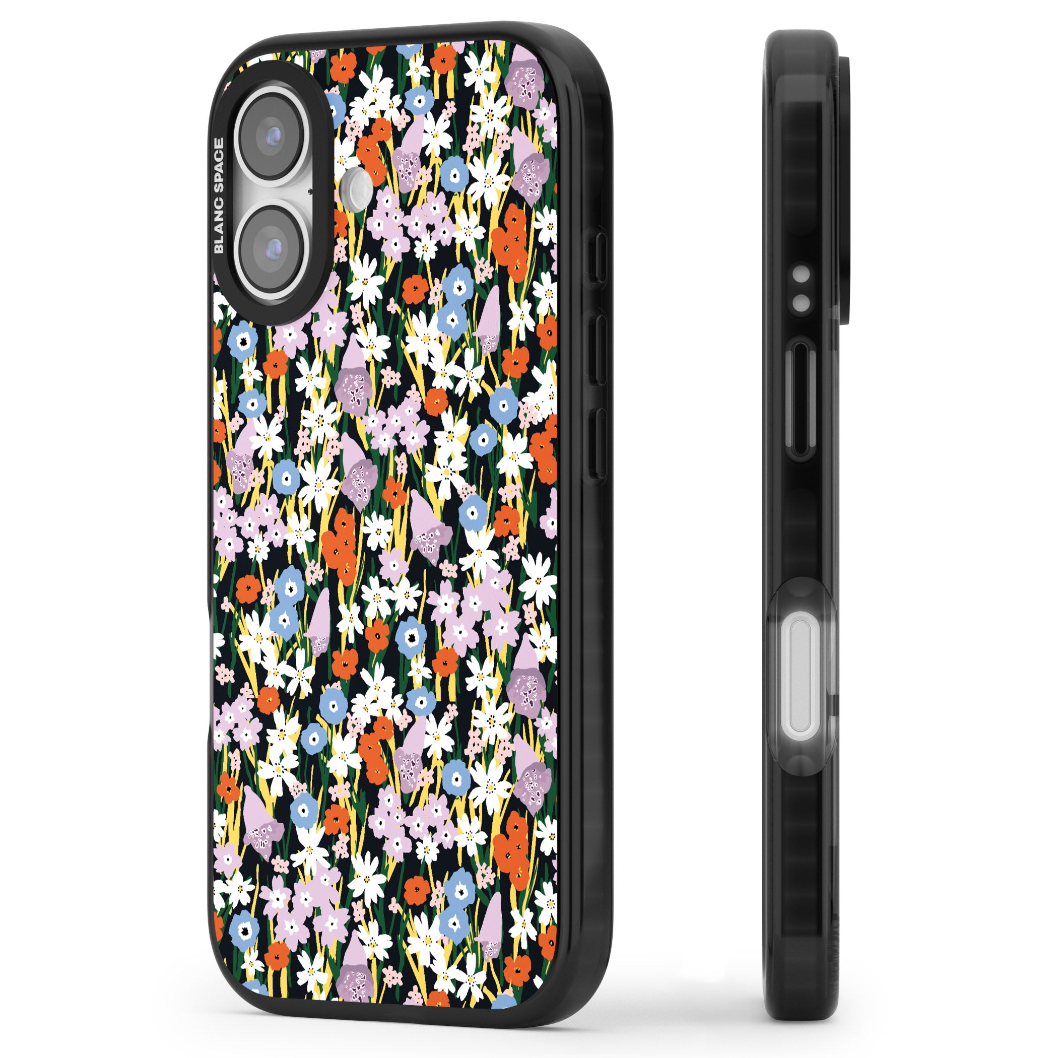 Energetic Floral Mix iPhone 17 Impact Pro Black Phone Case Side Profile