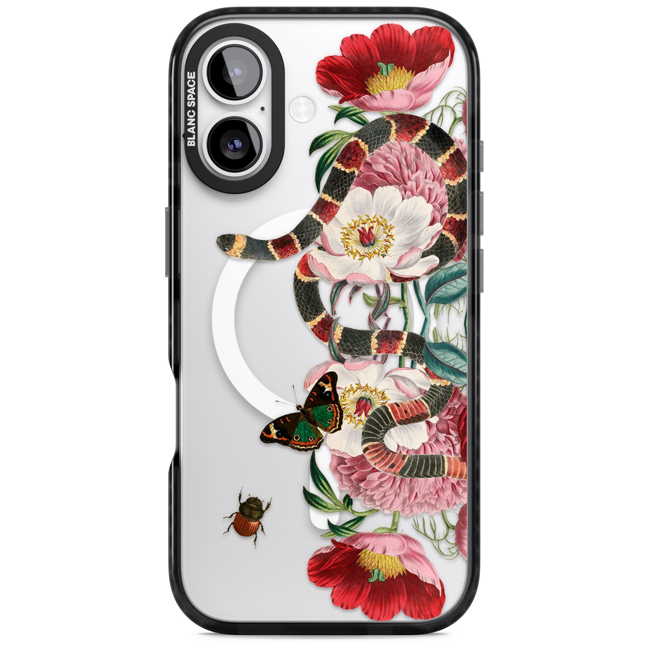 Floral Snake iPhone 17 Impact Pro Black Phone Case