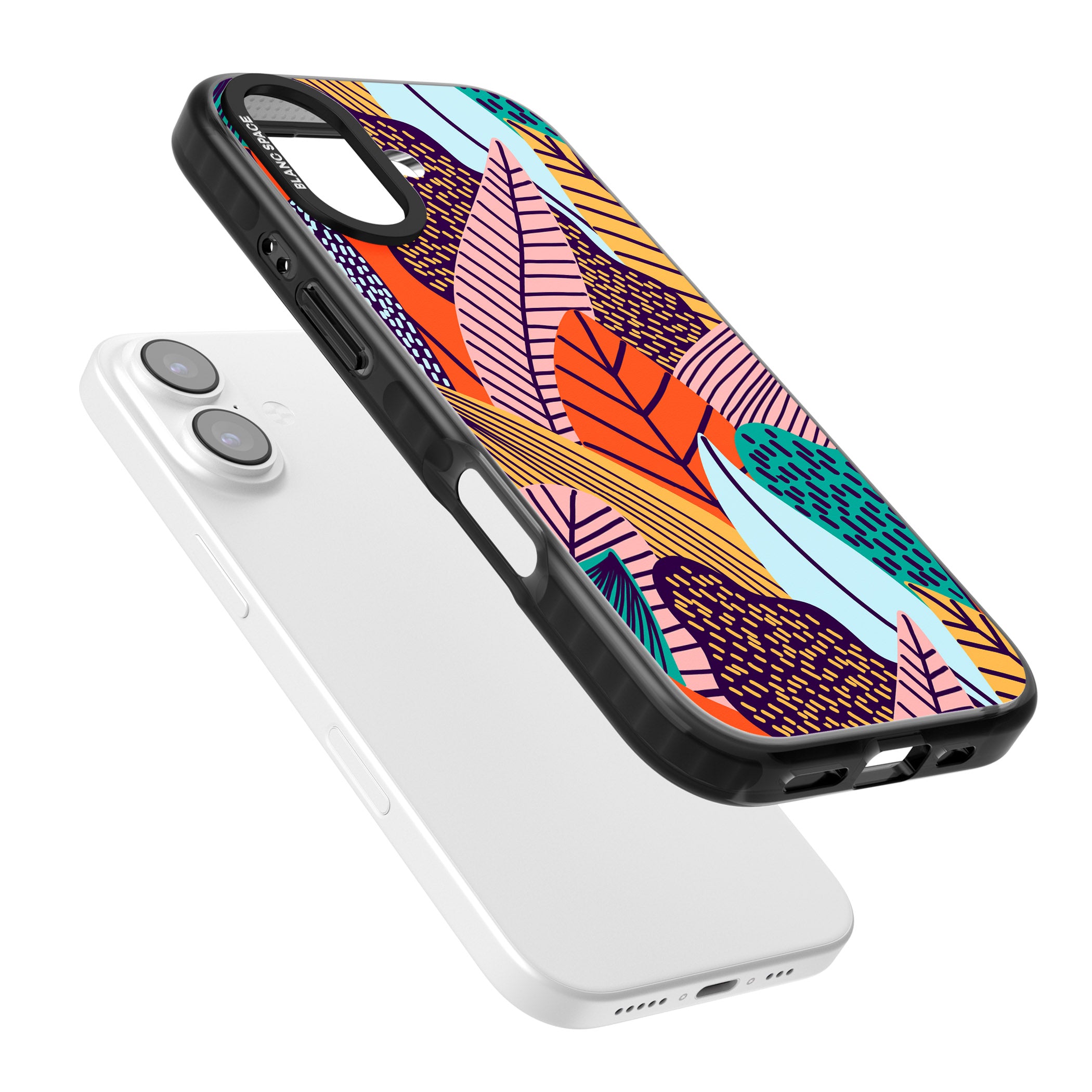 Abstract Leaves iPhone 17 Impact Pro Black Phone Case Colours