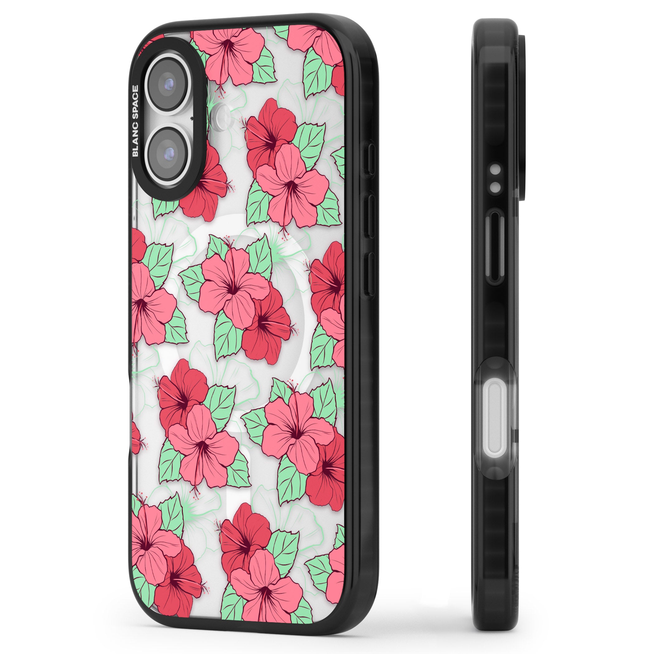 Pink Peony iPhone 17 Impact Pro Black Phone Case Side Profile