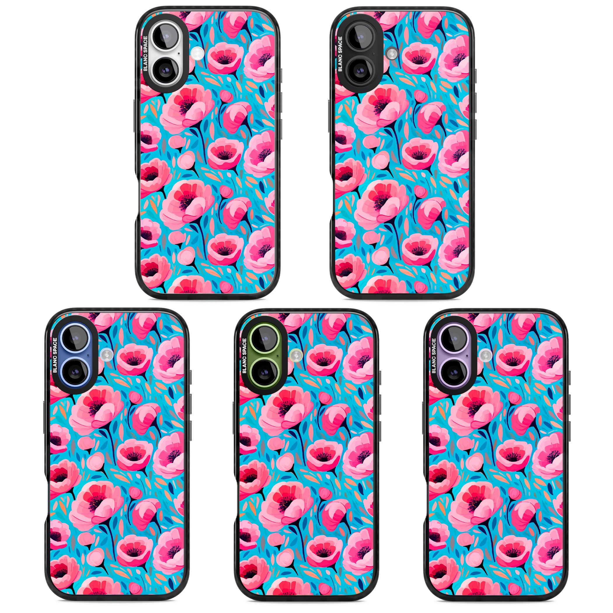 Tropical Pink Poppies iPhone 17 Impact Pro Black Phone Case APT Impact Protection