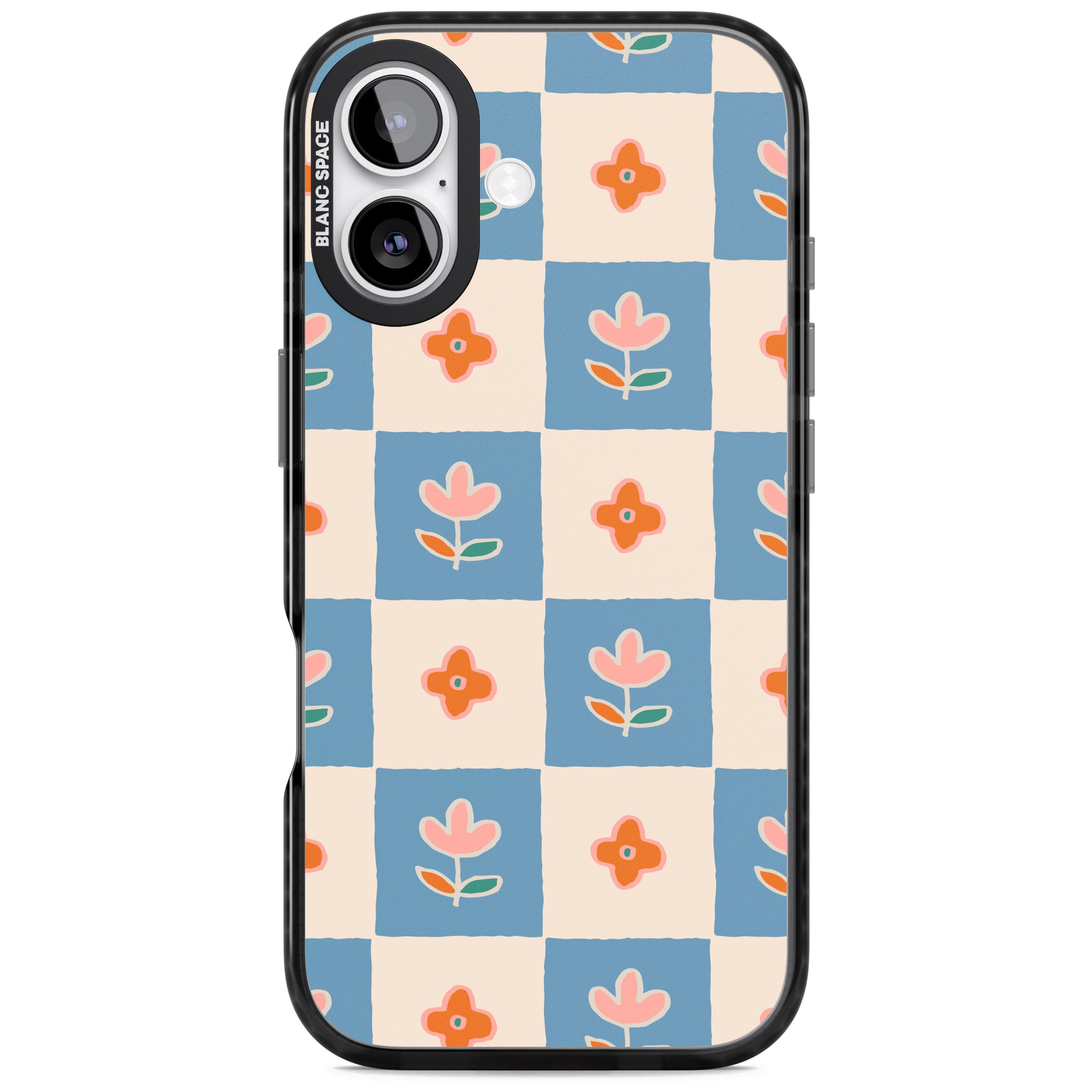 Vintage Bloom Checkered iPhone 17 Impact Pro Black Phone Case