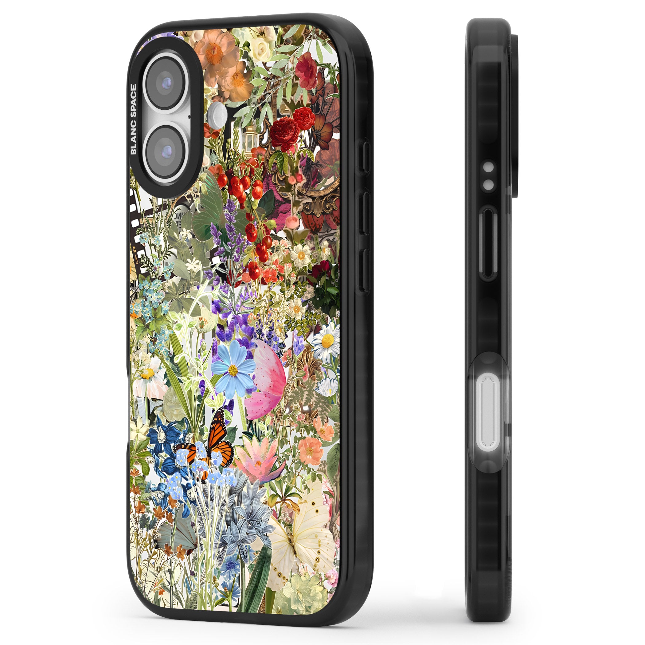Flower Mix Collage iPhone 17 Impact Pro Black Phone Case Side Profile