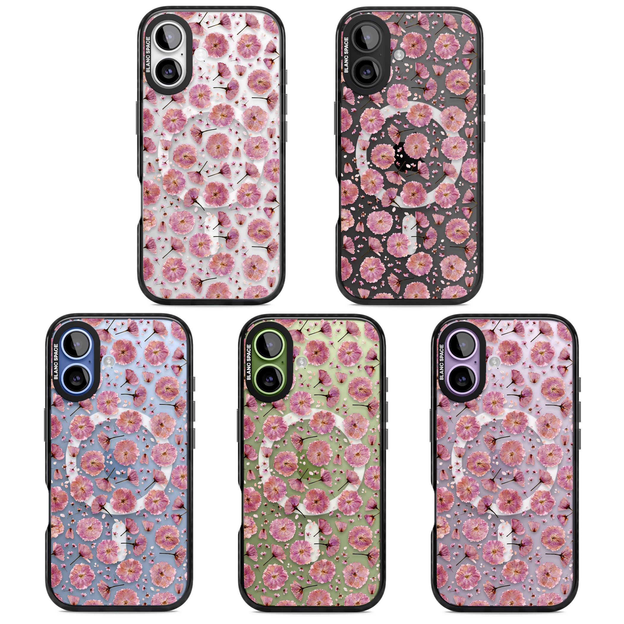 Pink Florals & Blossom iPhone 17 Impact Pro Black Phone Case APT Impact Protection