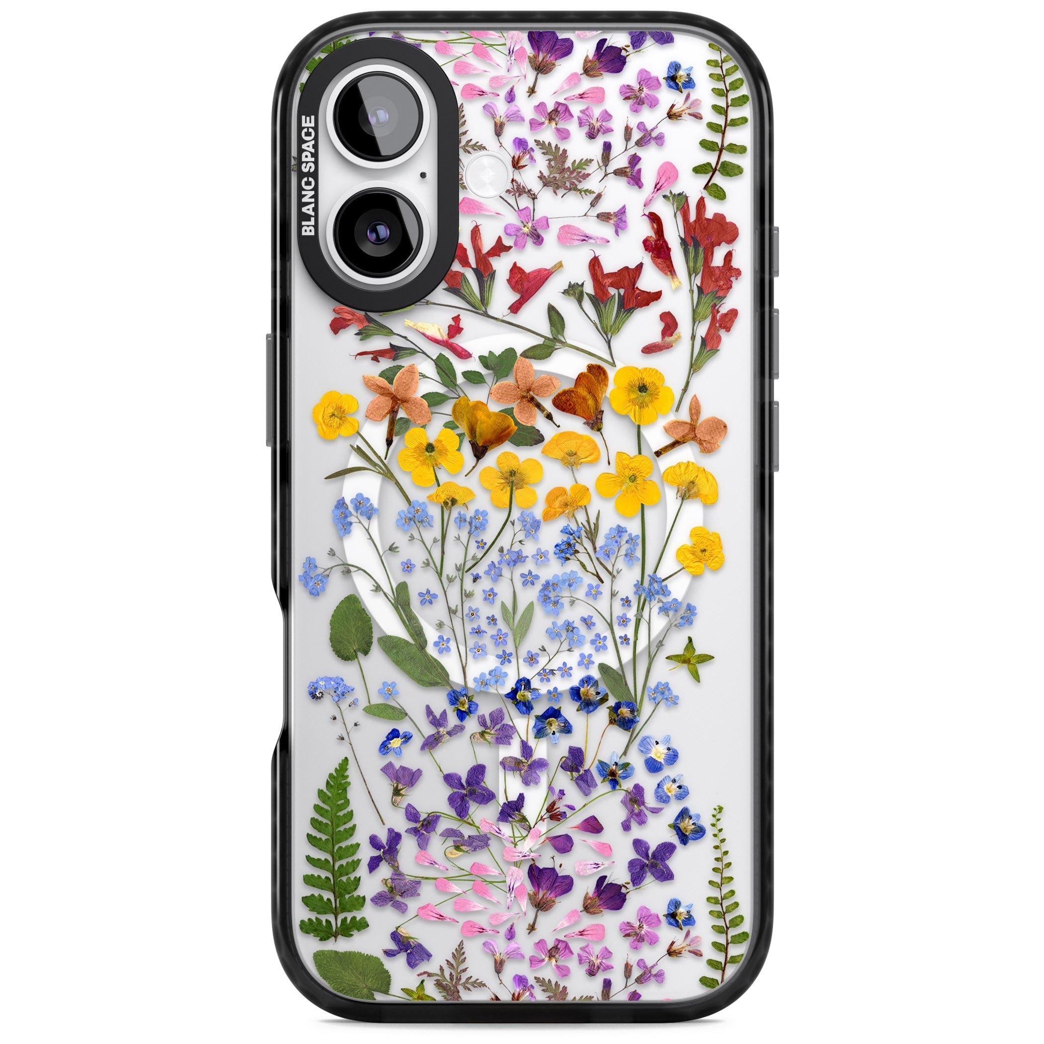 Pressed Wildflower Stripe iPhone 17 Impact Pro Black Phone Case