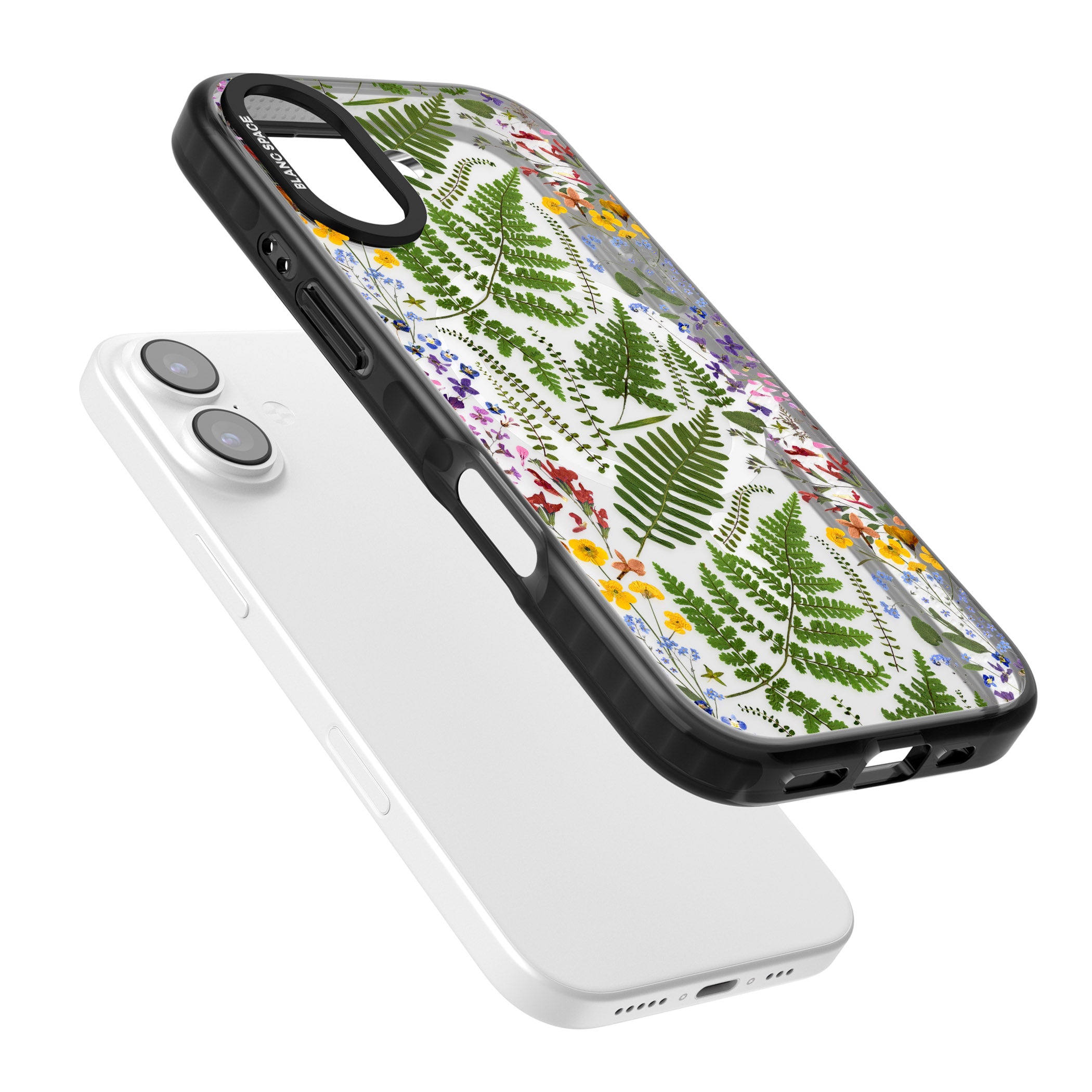 Botanical Fern & Floral iPhone 17 Impact Pro Black Phone Case Colours