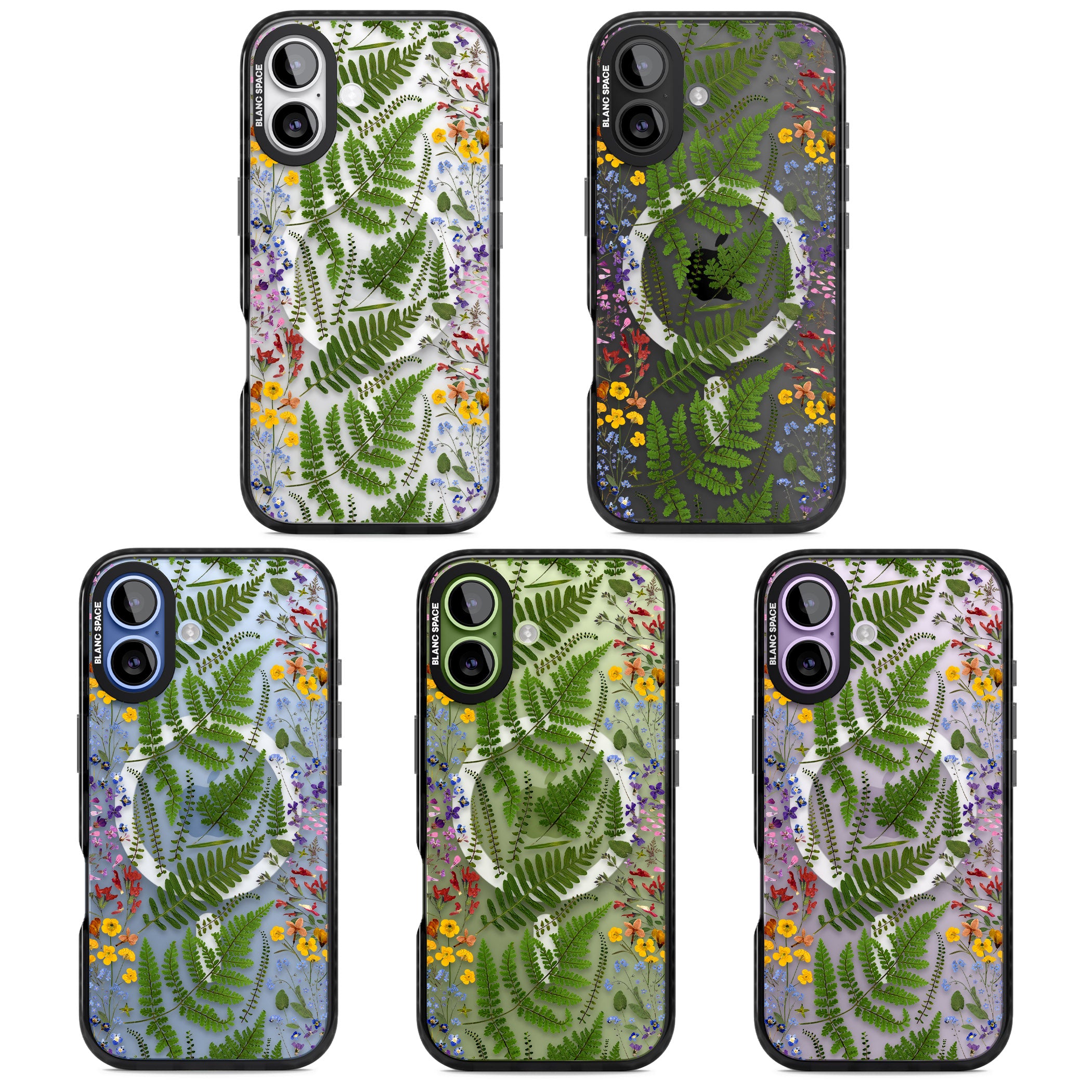 Botanical Fern & Floral iPhone 17 Impact Pro Black Phone Case APT Impact Protection