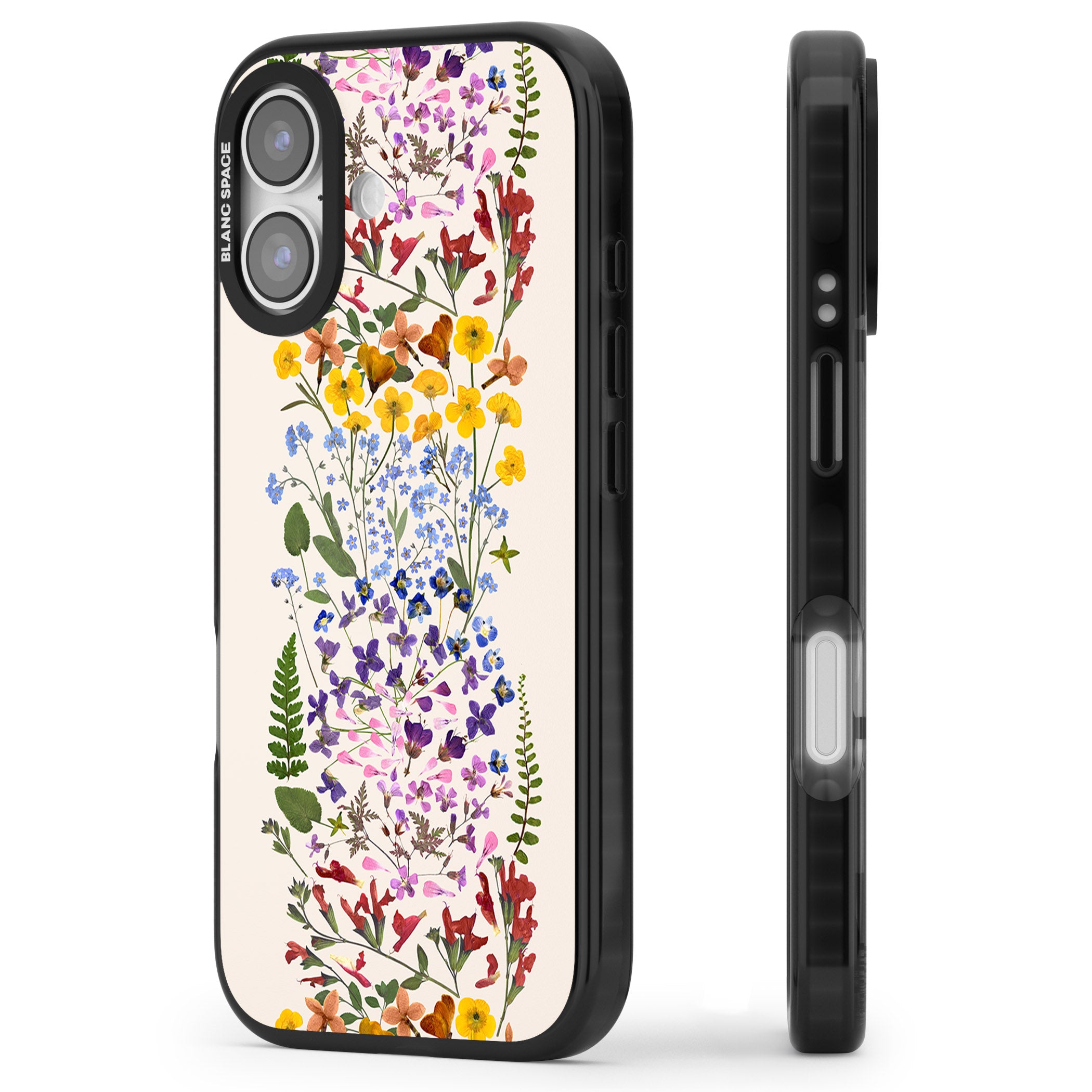 Cream Wildflower iPhone 17 Impact Pro Black Phone Case Side Profile