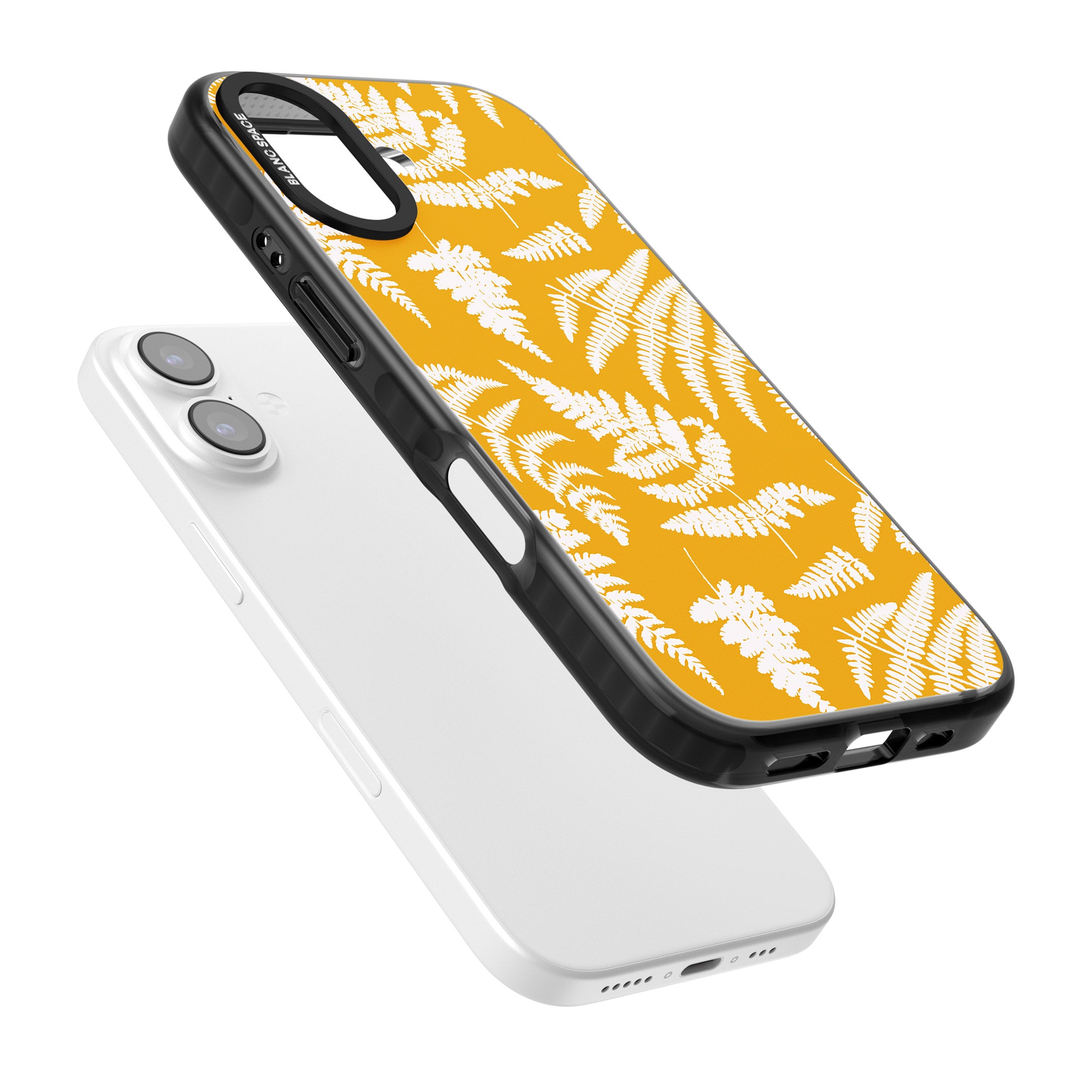Fern Pattern On Yellow iPhone 17 Impact Pro Black Phone Case Colours