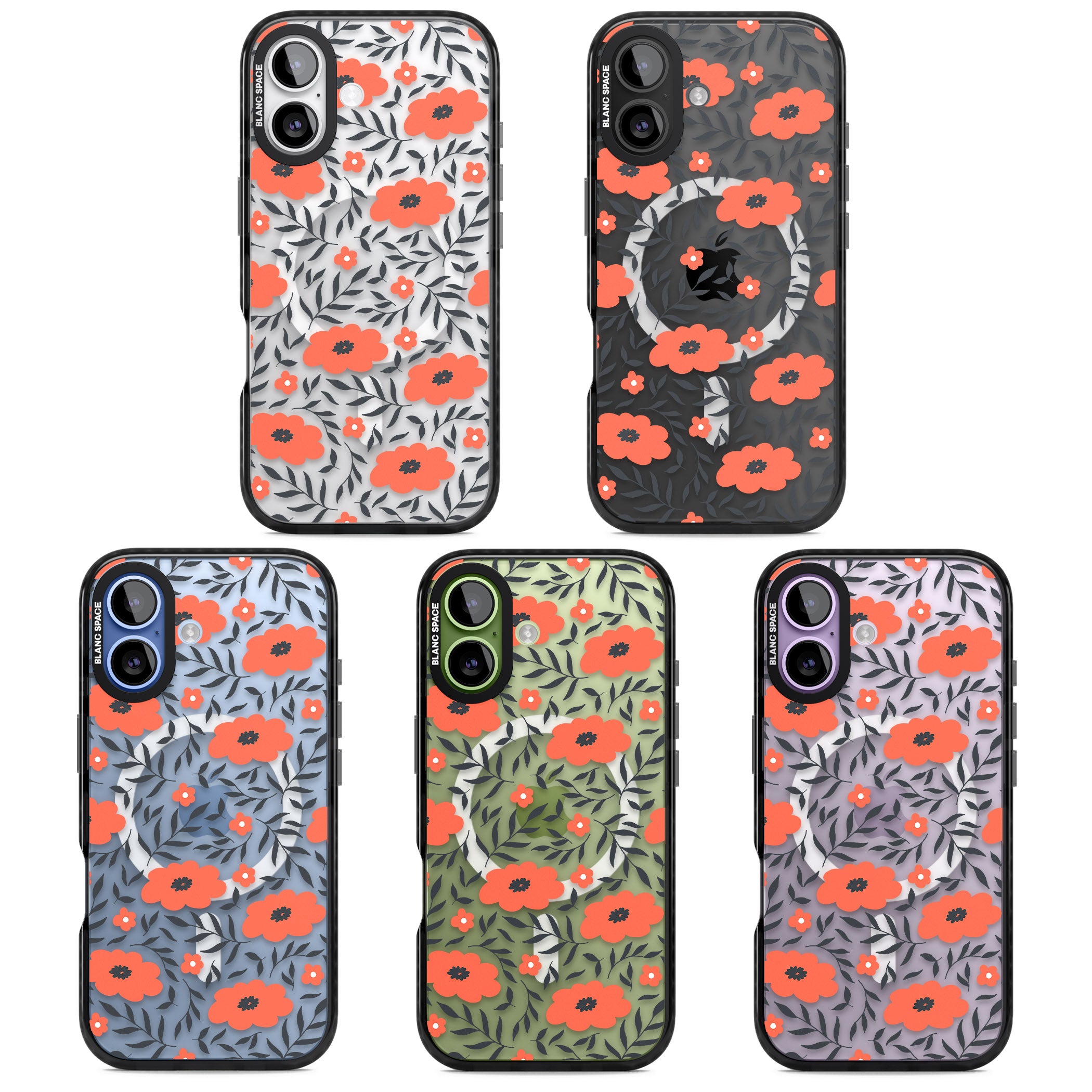 Red Poppy Floral iPhone 17 Impact Pro Black Phone Case APT Impact Protection