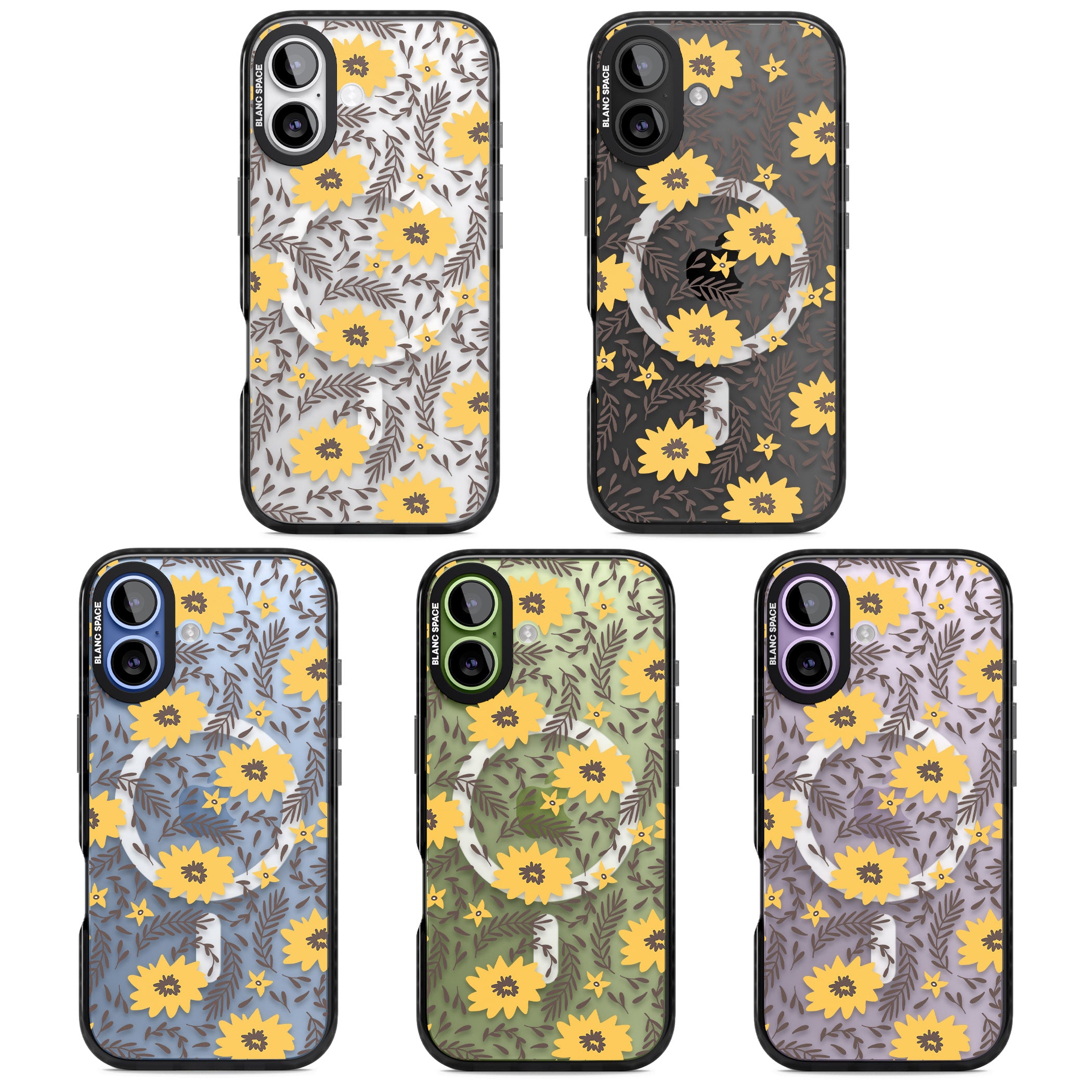 Yellow Blossoms Floral iPhone 17 Impact Pro Black Phone Case APT Impact Protection