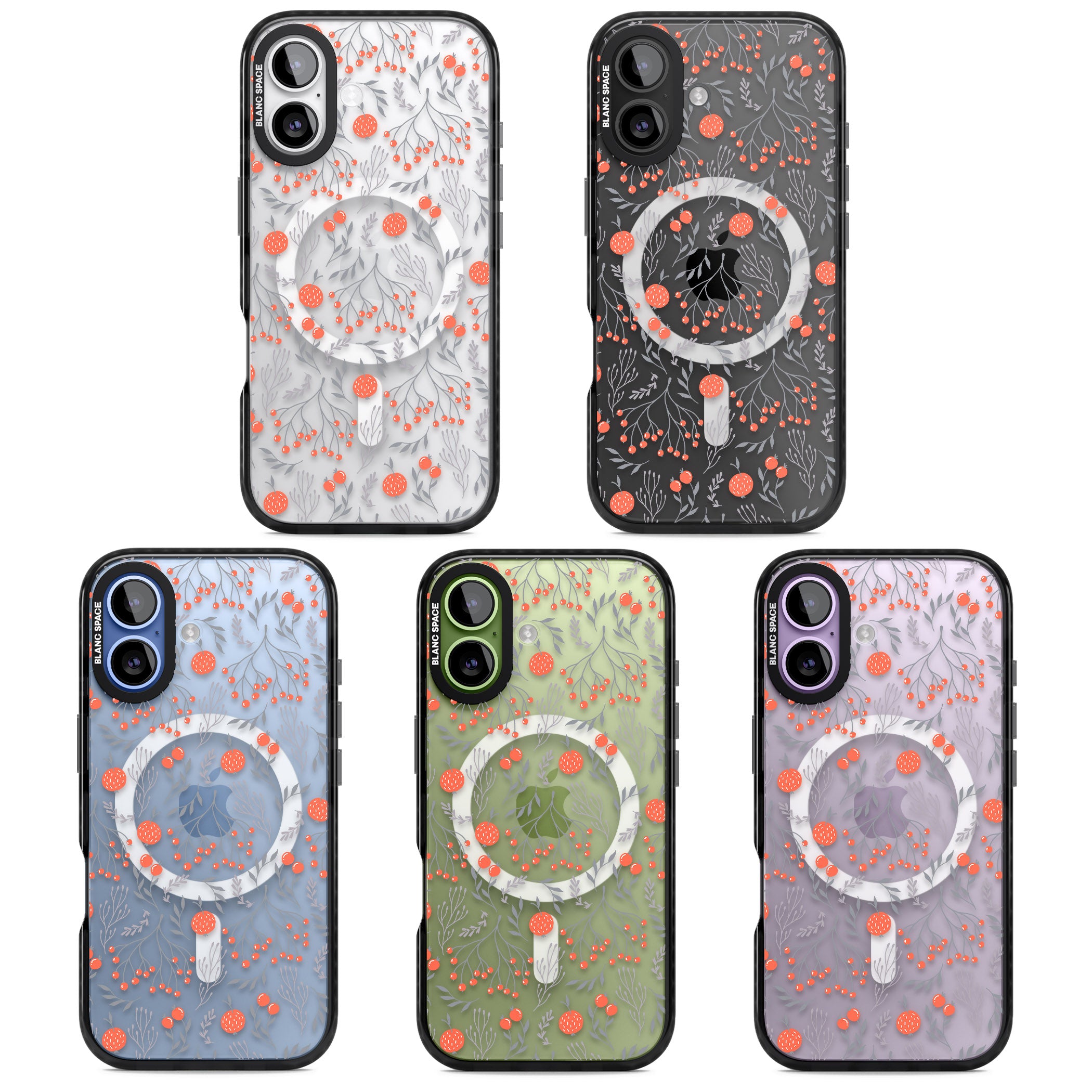 Red Fruits Floral iPhone 17 Impact Pro Black Phone Case APT Impact Protection