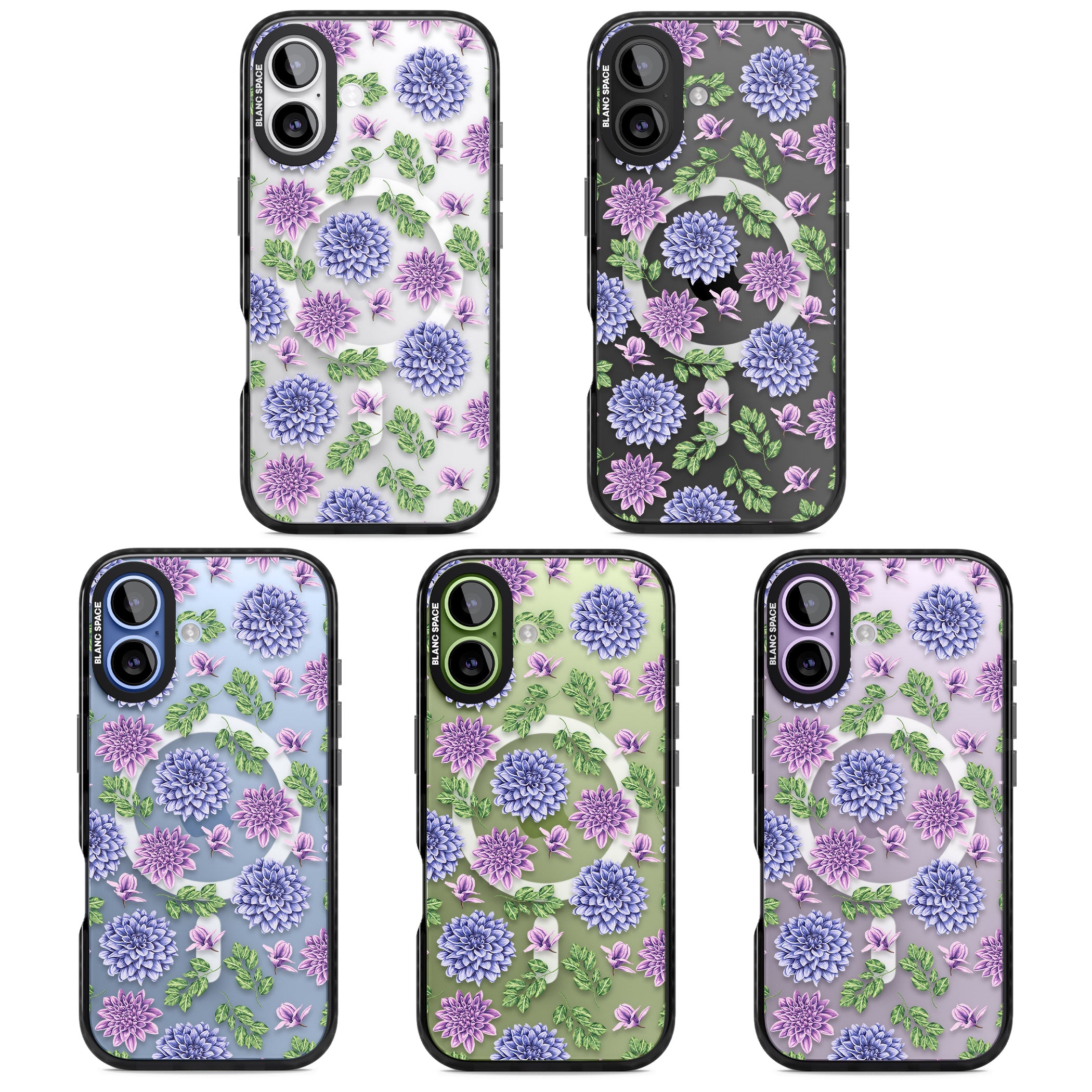 Purple Dahlias Floral iPhone 17 Impact Pro Black Phone Case APT Impact Protection