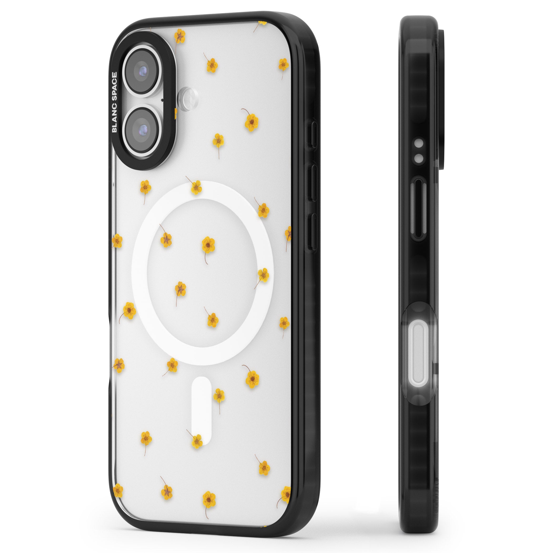 Sunny Scatter Flower iPhone 17 Impact Pro Black Phone Case Side Profile
