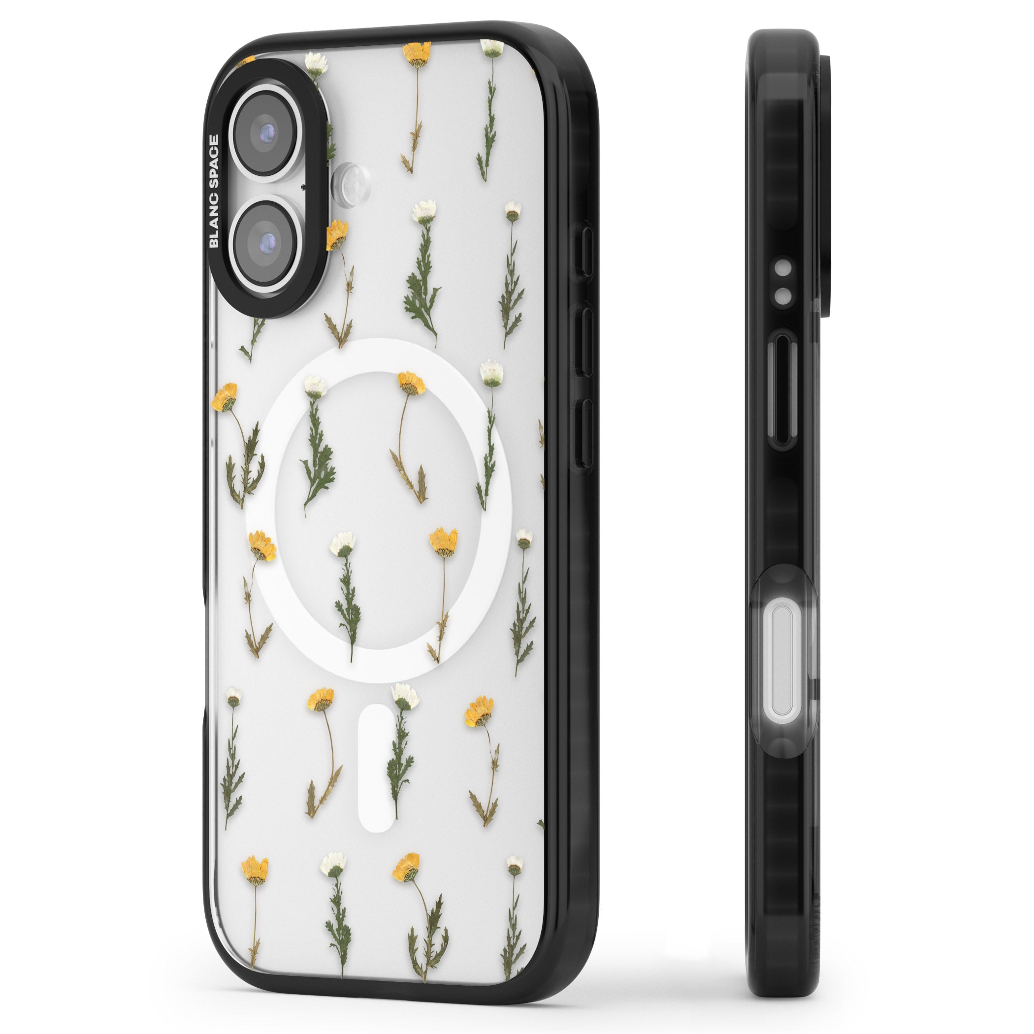 Pressed Flower iPhone 17 Impact Pro Black Phone Case Side Profile