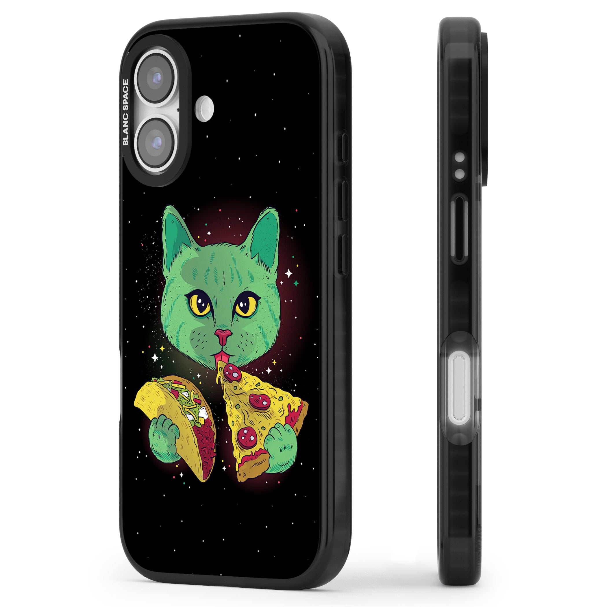 Pizza Purr iPhone 17 Impact Pro Black Phone Case Side Profile