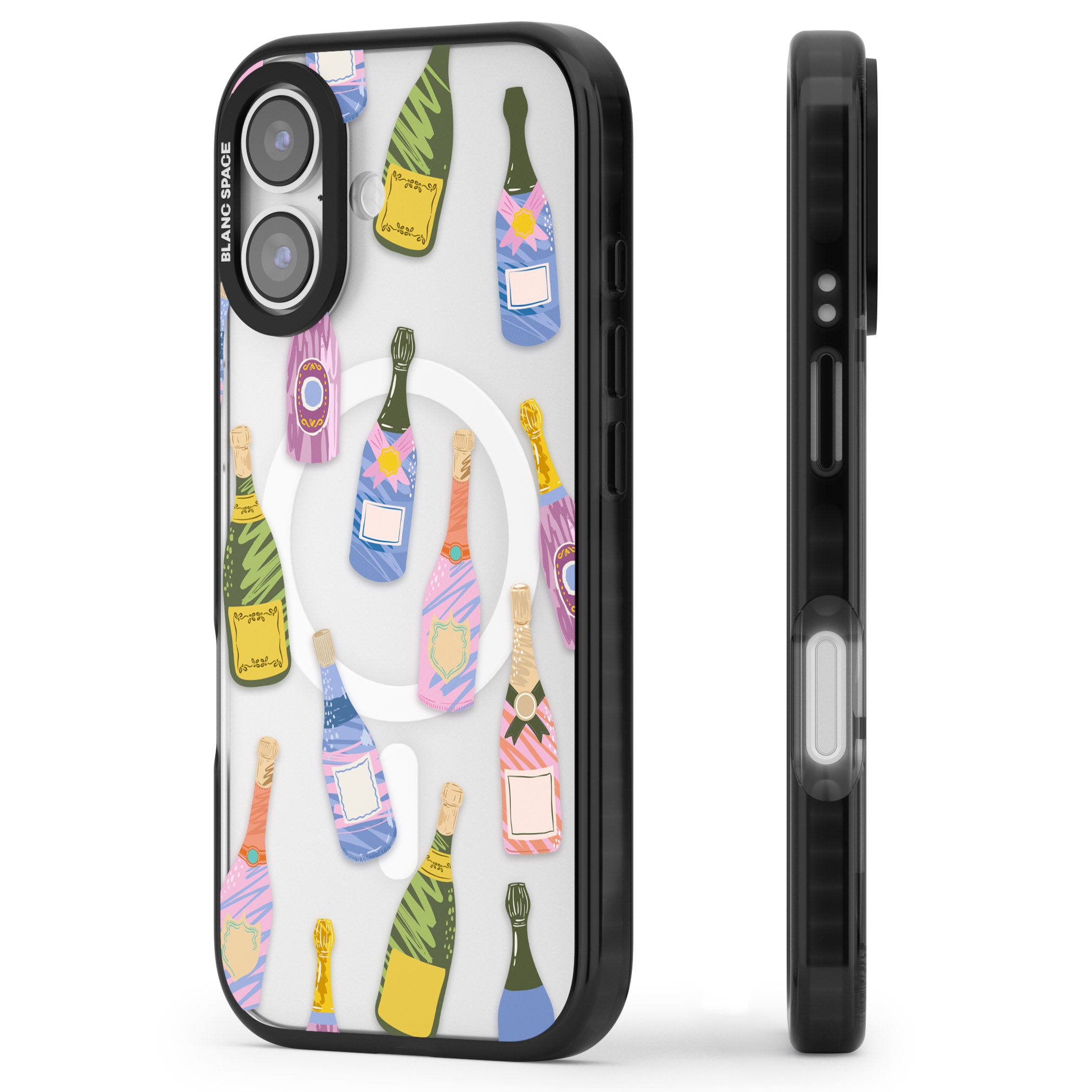 Champagne Pattern iPhone 17 Impact Pro Black Phone Case Side Profile