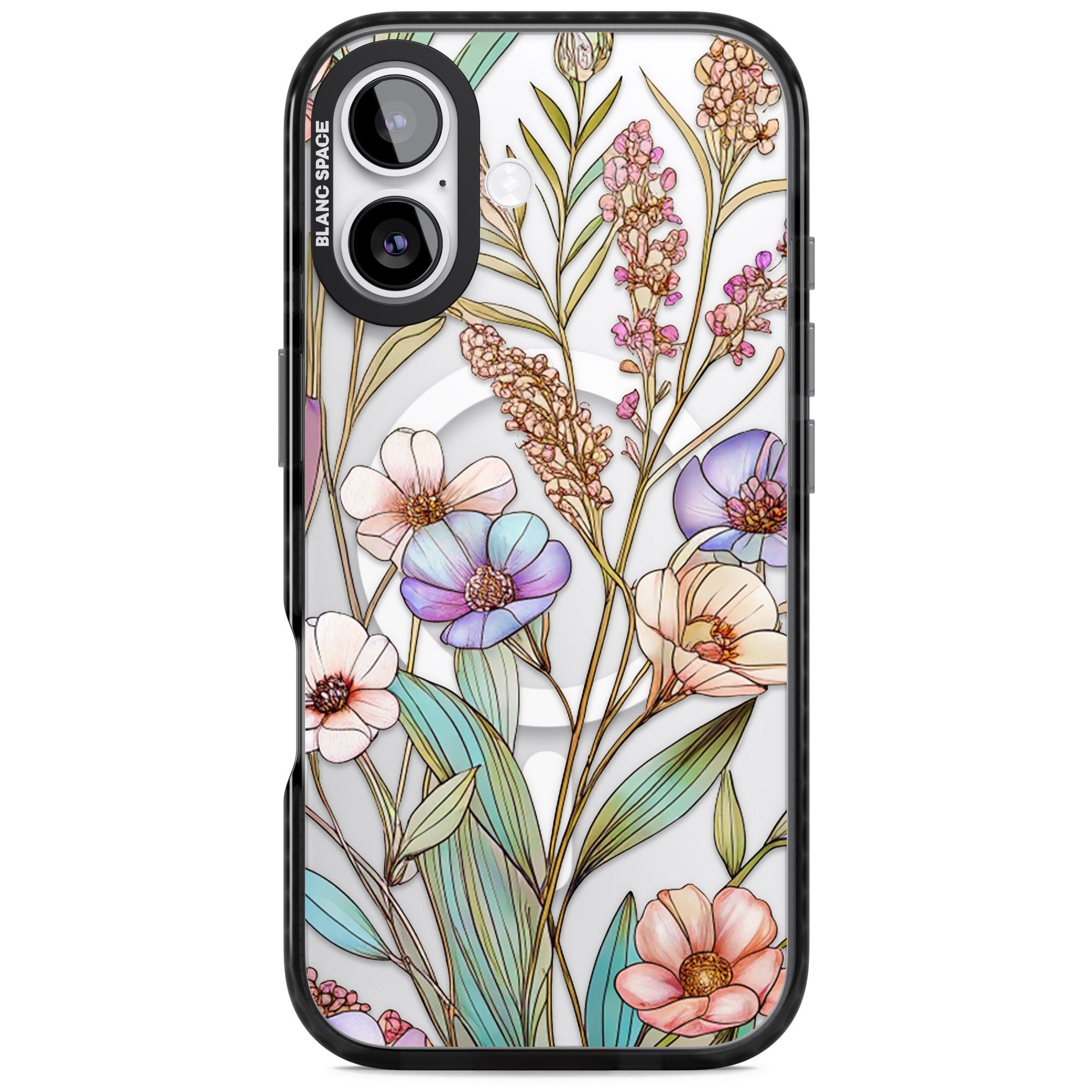 Glass Summer Flowers iPhone 17 Impact Pro Black Phone Case