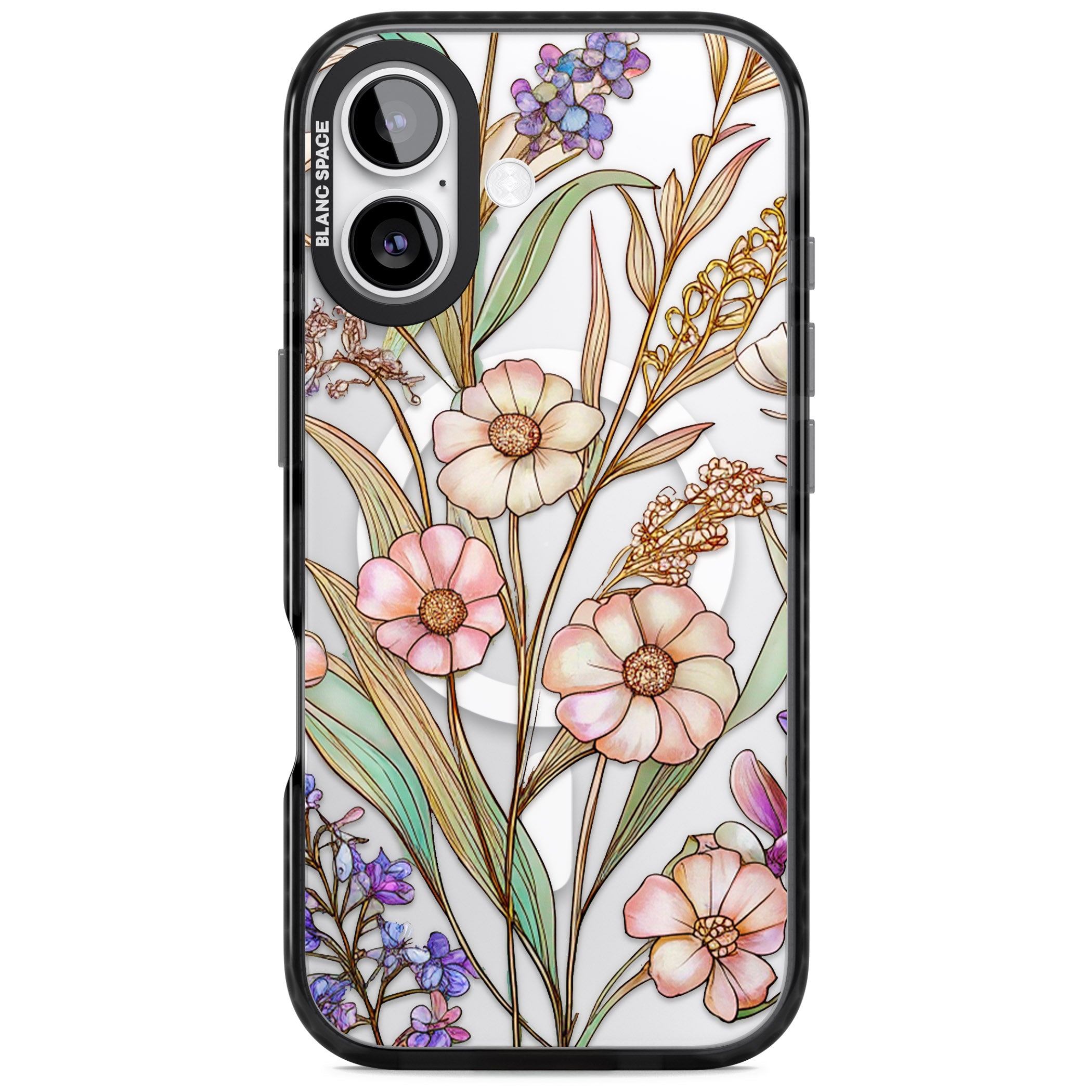 Glass Spring Flowers iPhone 17 Impact Pro Black Phone Case