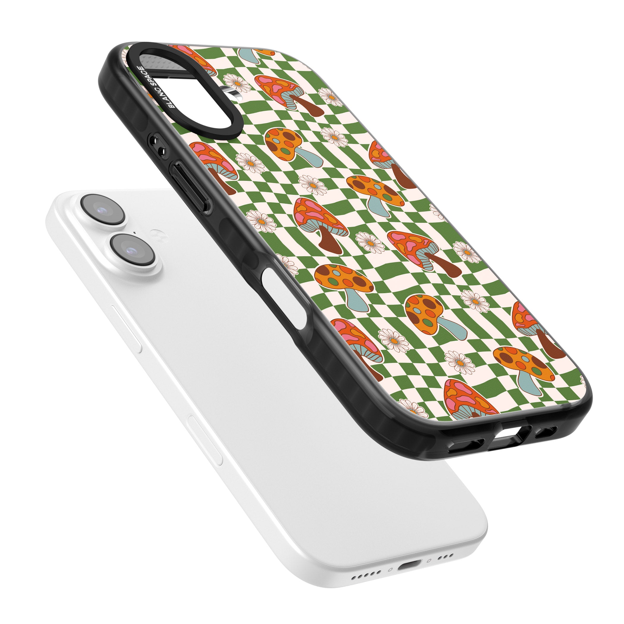 Wavy Checked Shroom & Bloom iPhone 17 Impact Pro Black Phone Case Colours