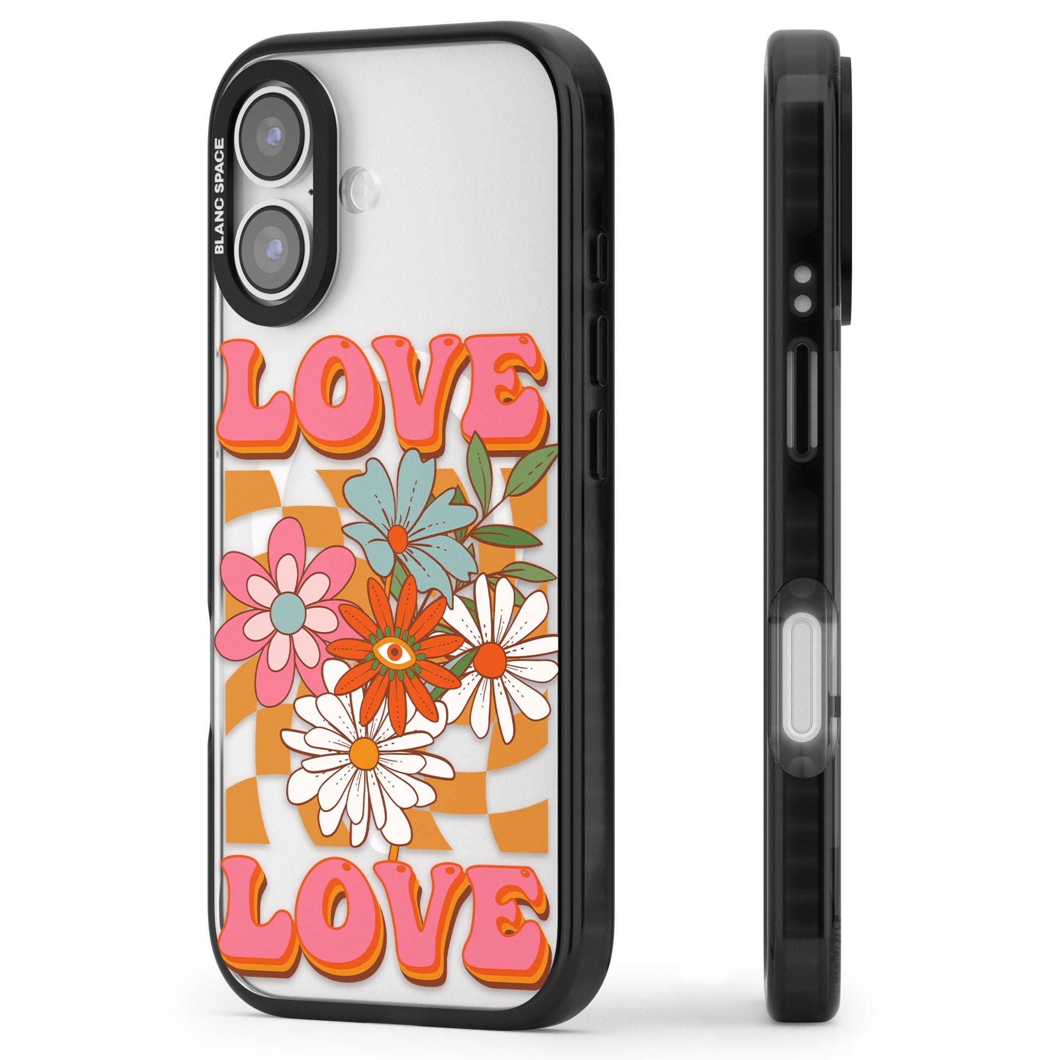 Love Bloom iPhone 17 Impact Pro Black Phone Case Side Profile