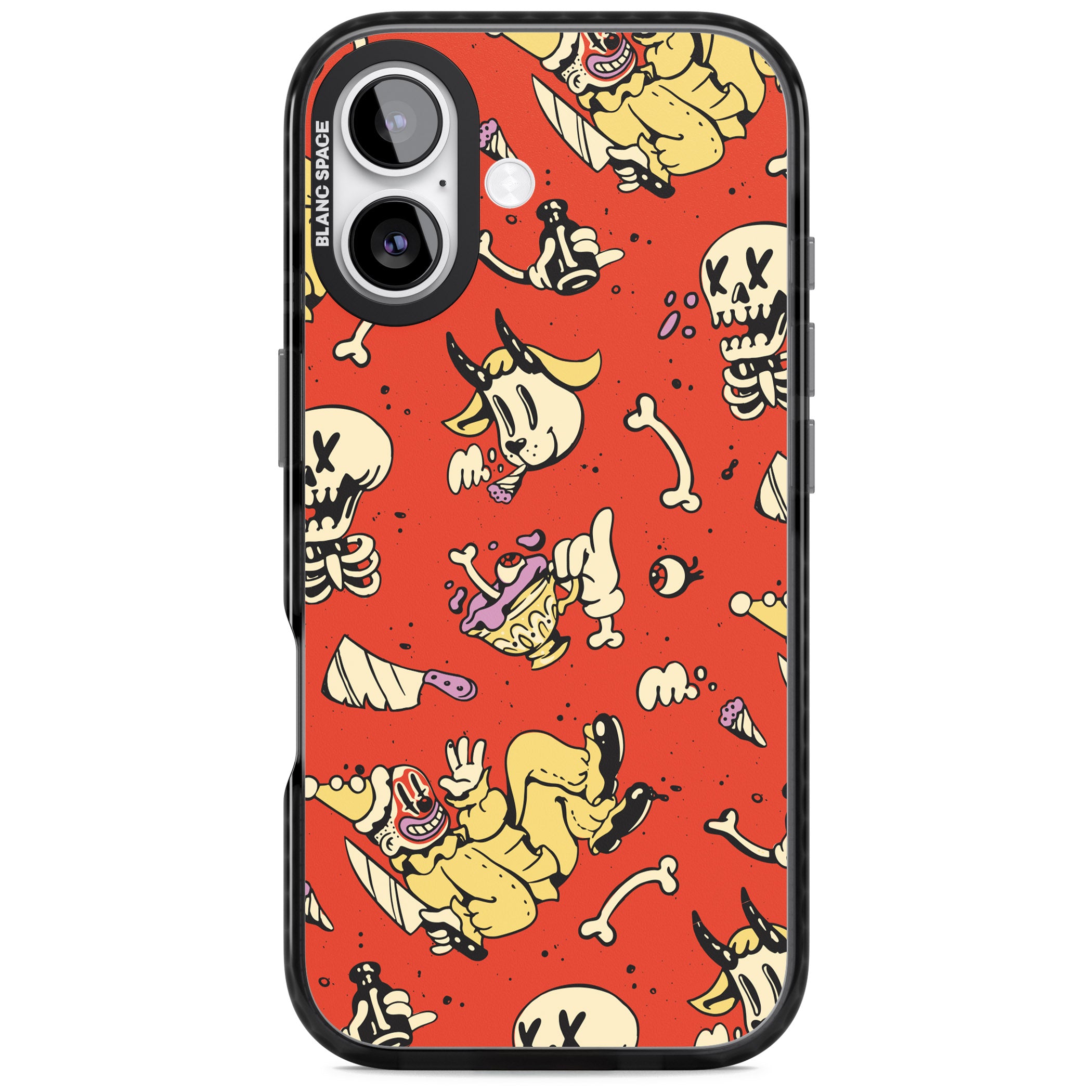 Red Retro Halloween Pattern iPhone 17 Impact Pro Black Phone Case