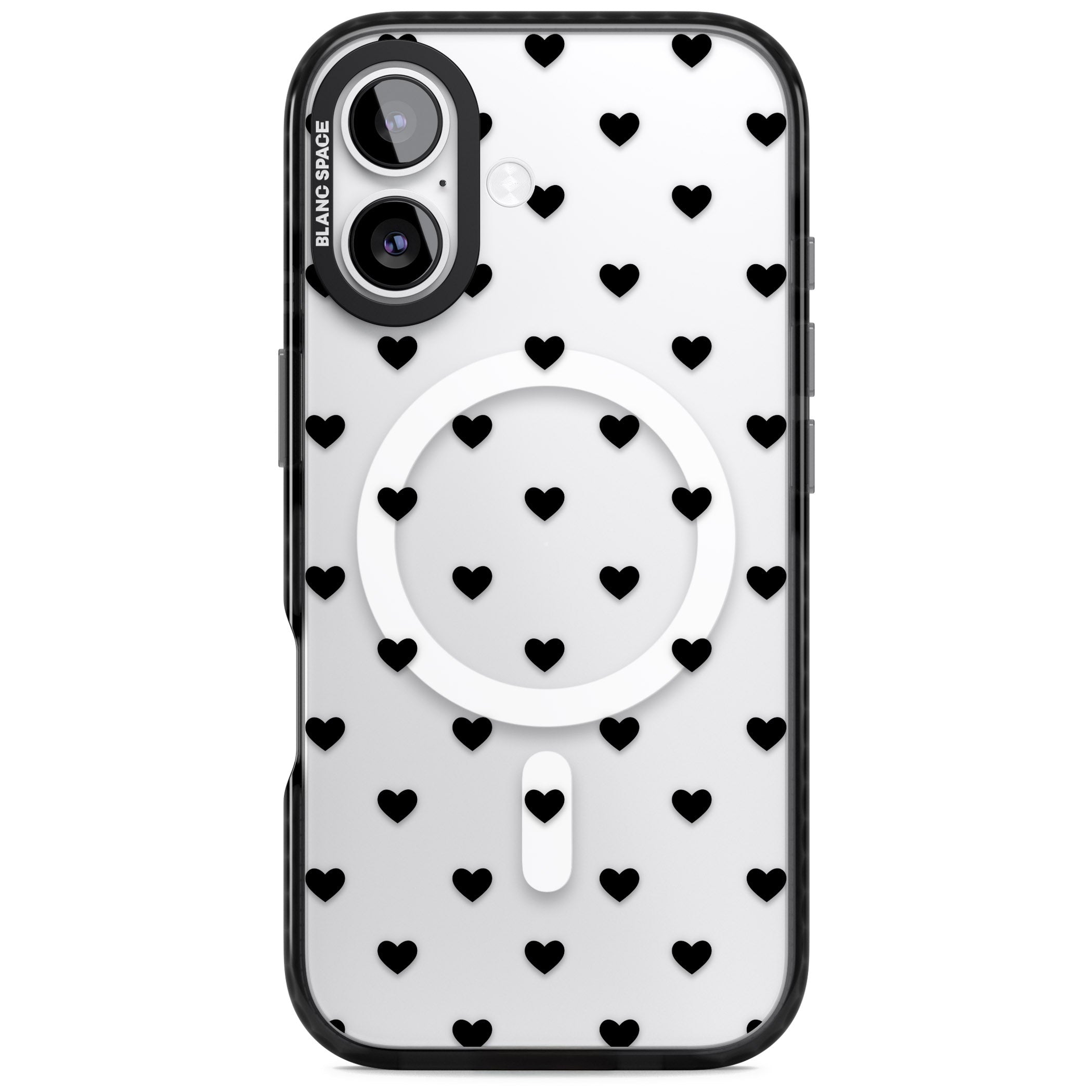 Small Heart Pattern: White & iPhone 17 Impact Pro Black Phone Case