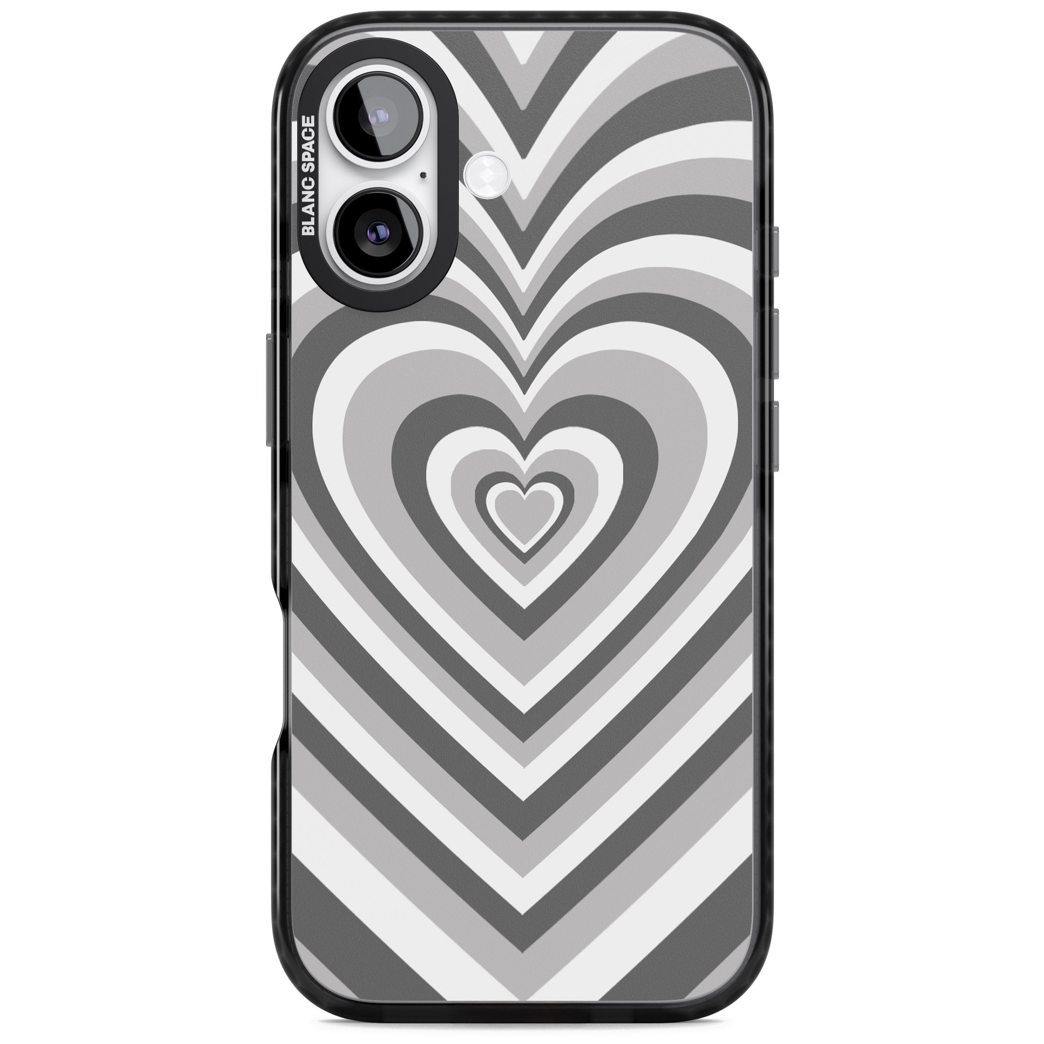 Monochrome Heart Illusion iPhone 17 Impact Pro Black Phone Case