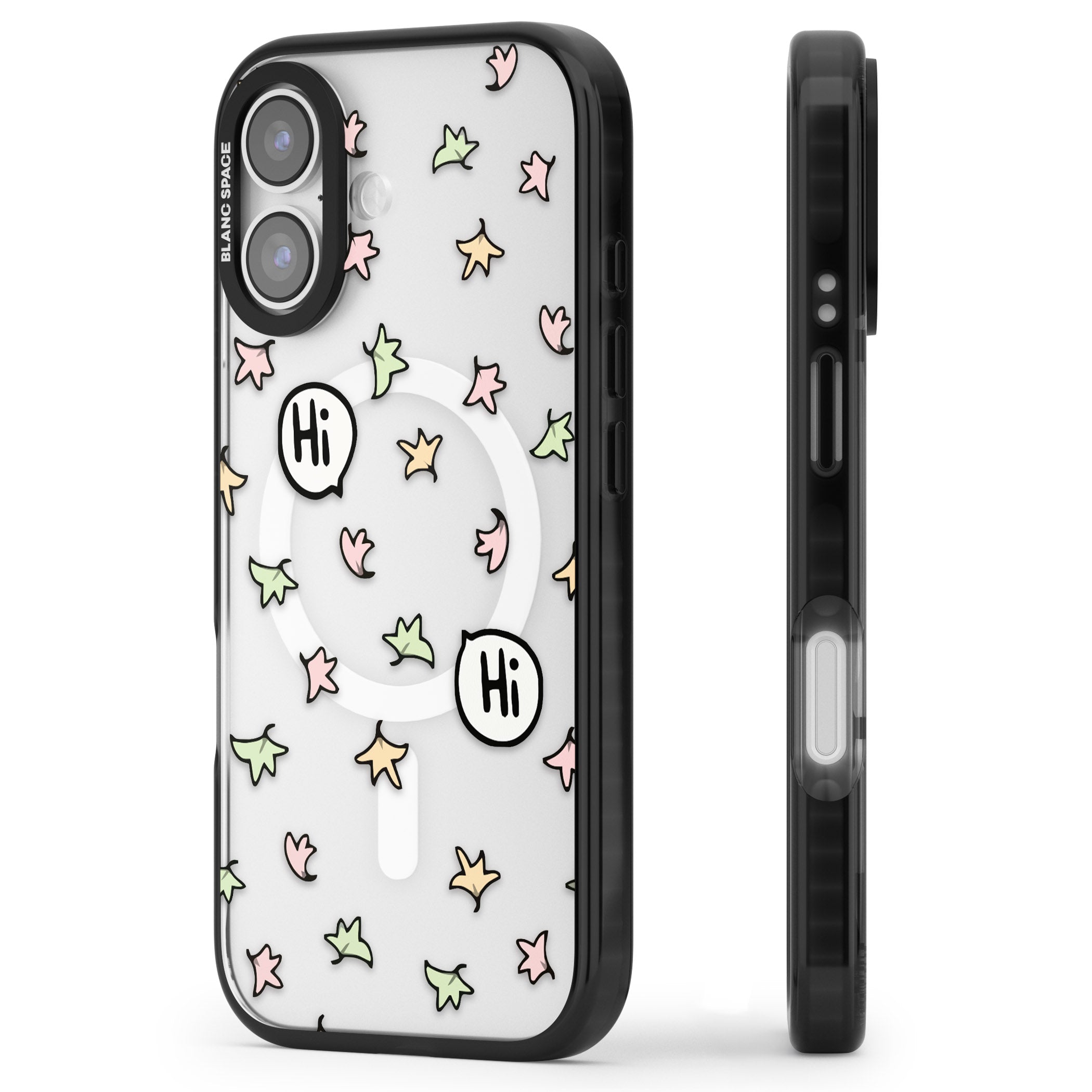 Heartstopper Leaves Pattern iPhone 17 Impact Pro Black Phone Case Side Profile