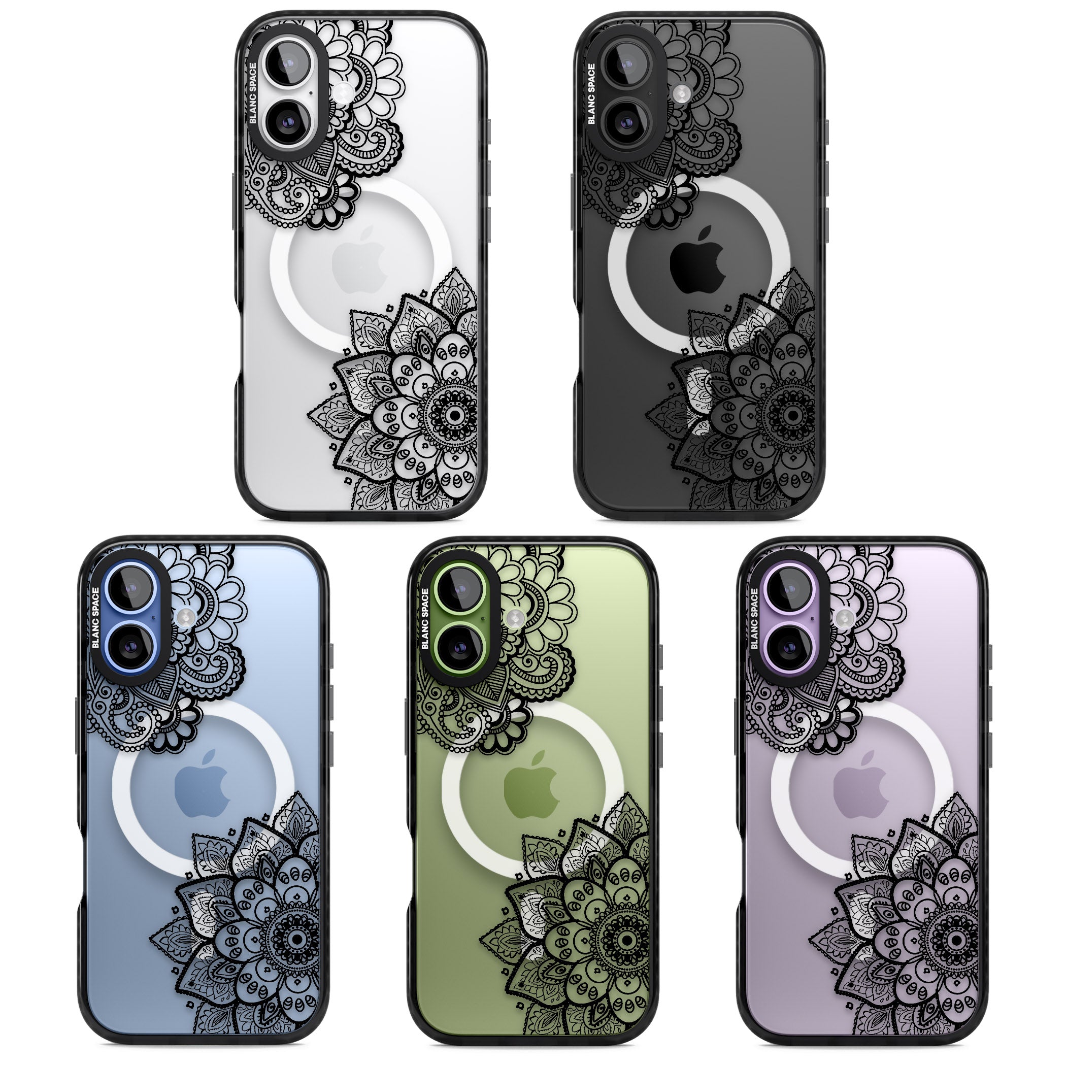Black Henna Florals iPhone 17 Impact Pro Black Phone Case APT Impact Protection