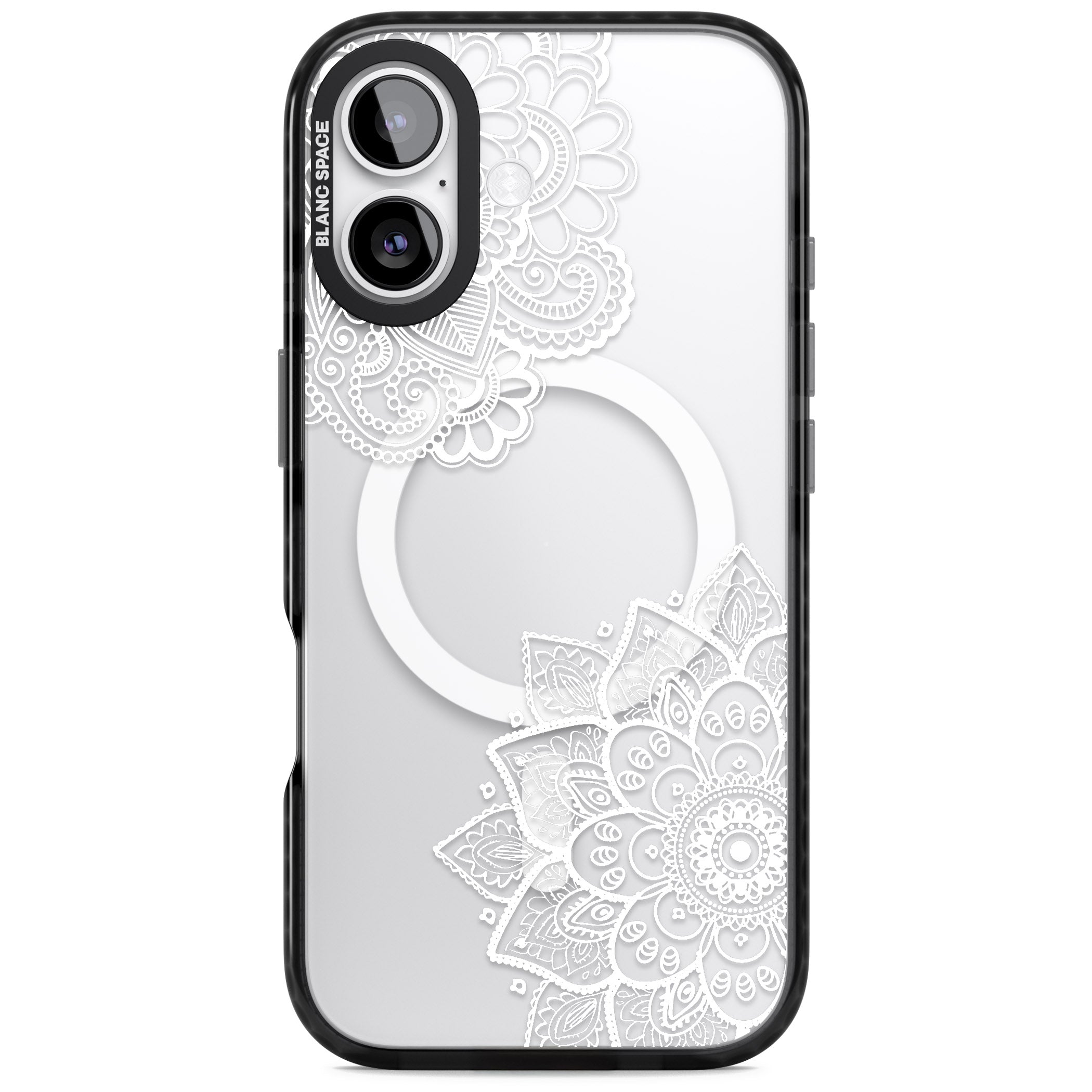White Henna Florals iPhone 17 Impact Pro Black Phone Case