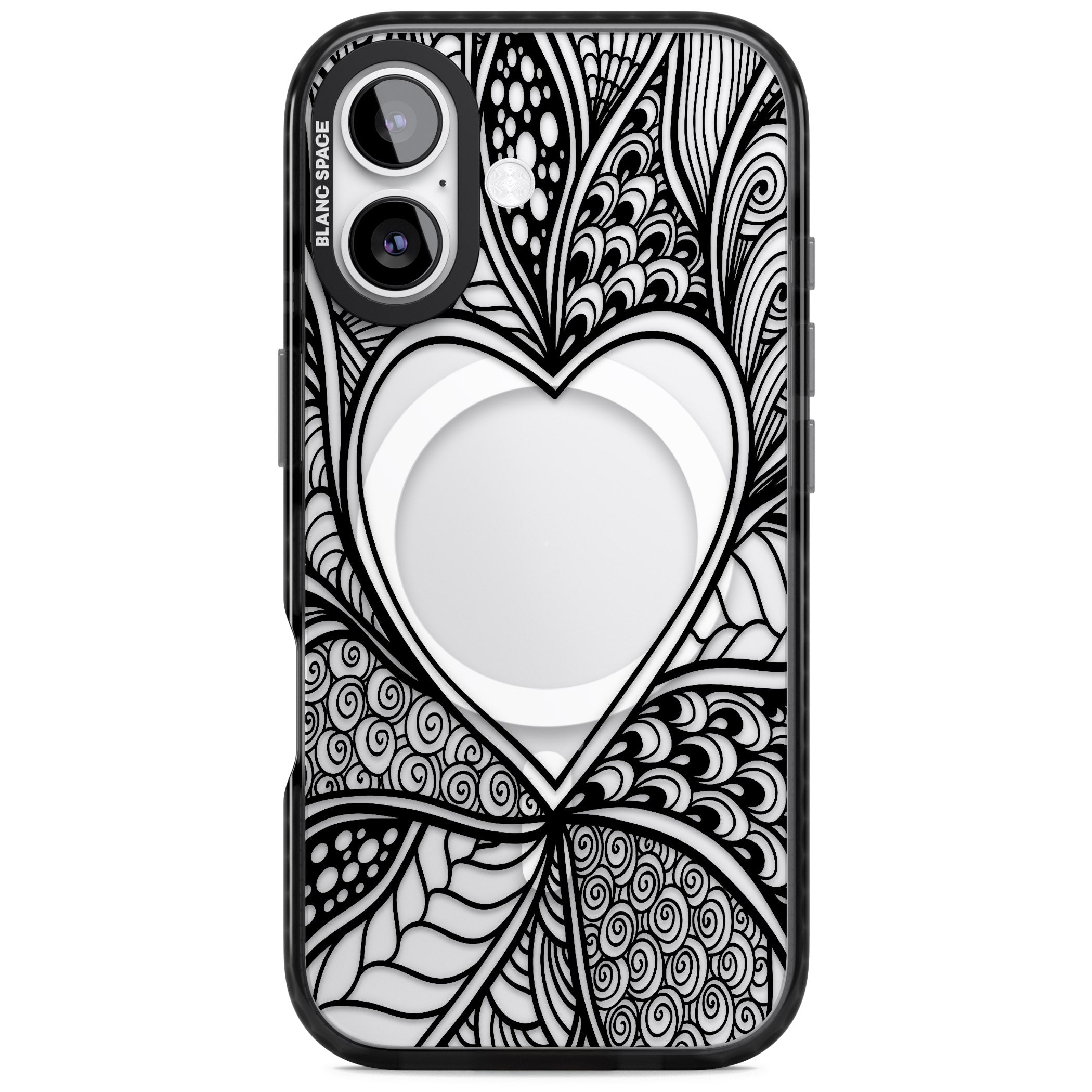 Black Henna Heart iPhone 17 Impact Pro Black Phone Case