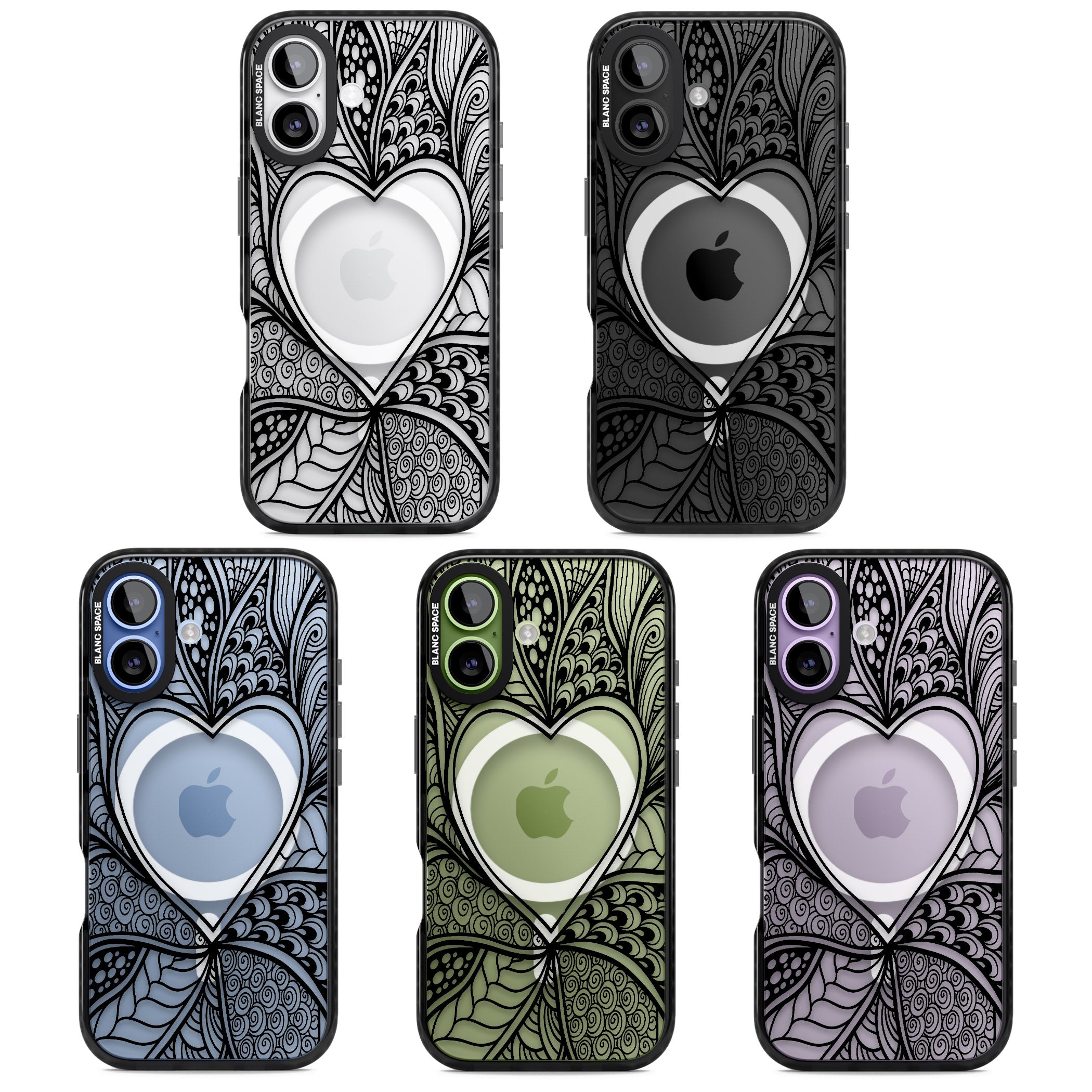 Black Henna Heart iPhone 17 Impact Pro Black Phone Case APT Impact Protection