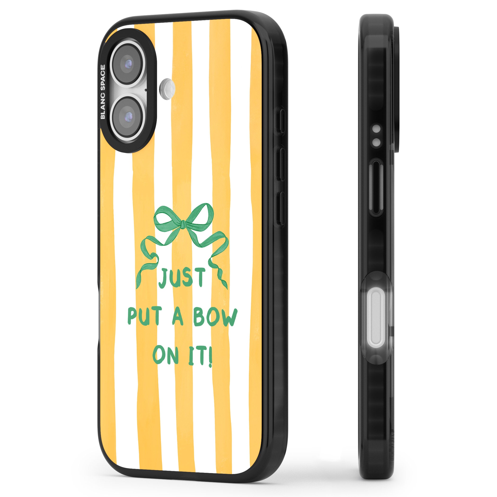 Just Put a Bow On It iPhone 17 Impact Pro Black Phone Case Side Profile