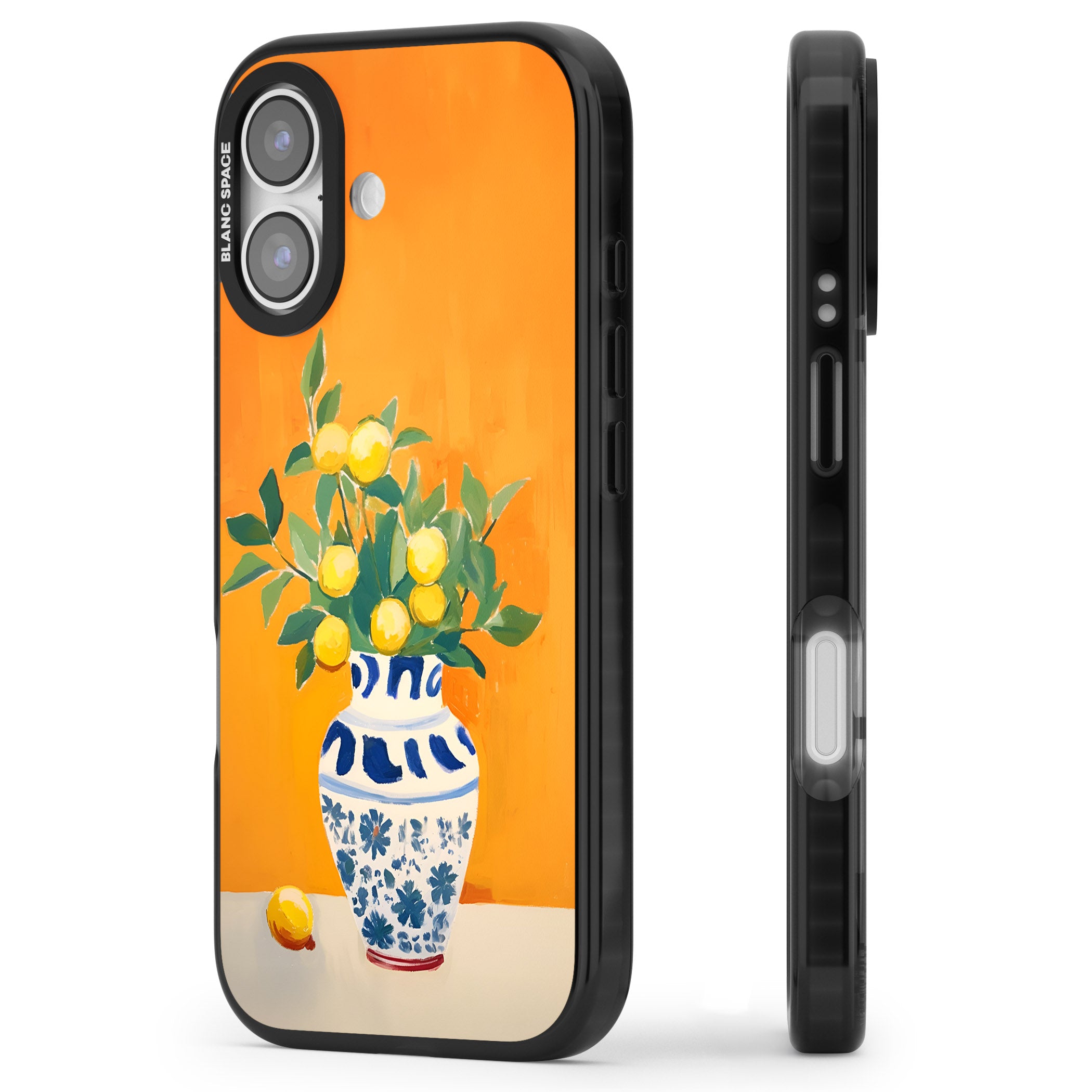 Lemon Vase iPhone 17 Impact Pro Black Phone Case Side Profile
