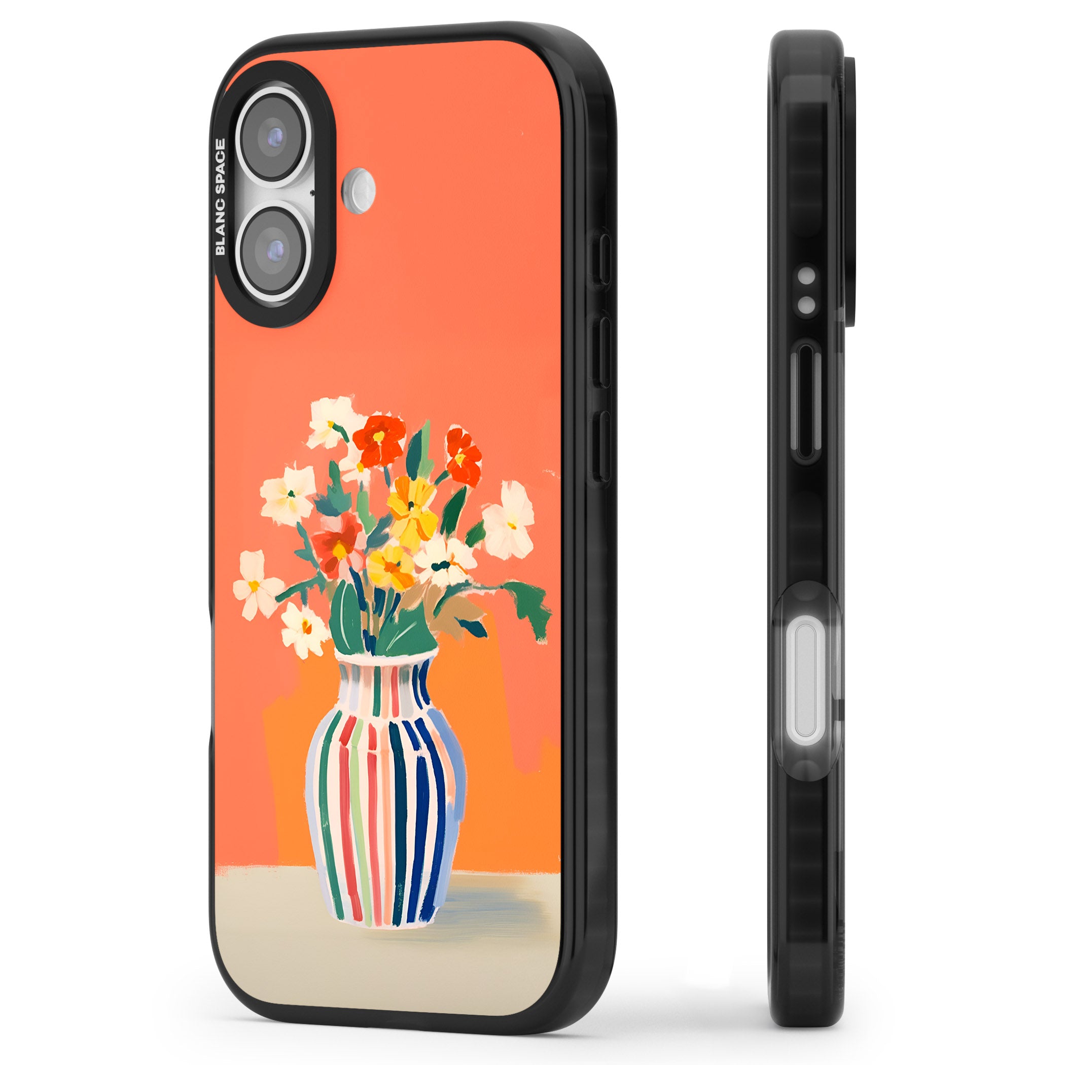 Coral Flower Vase iPhone 17 Impact Pro Black Phone Case Side Profile