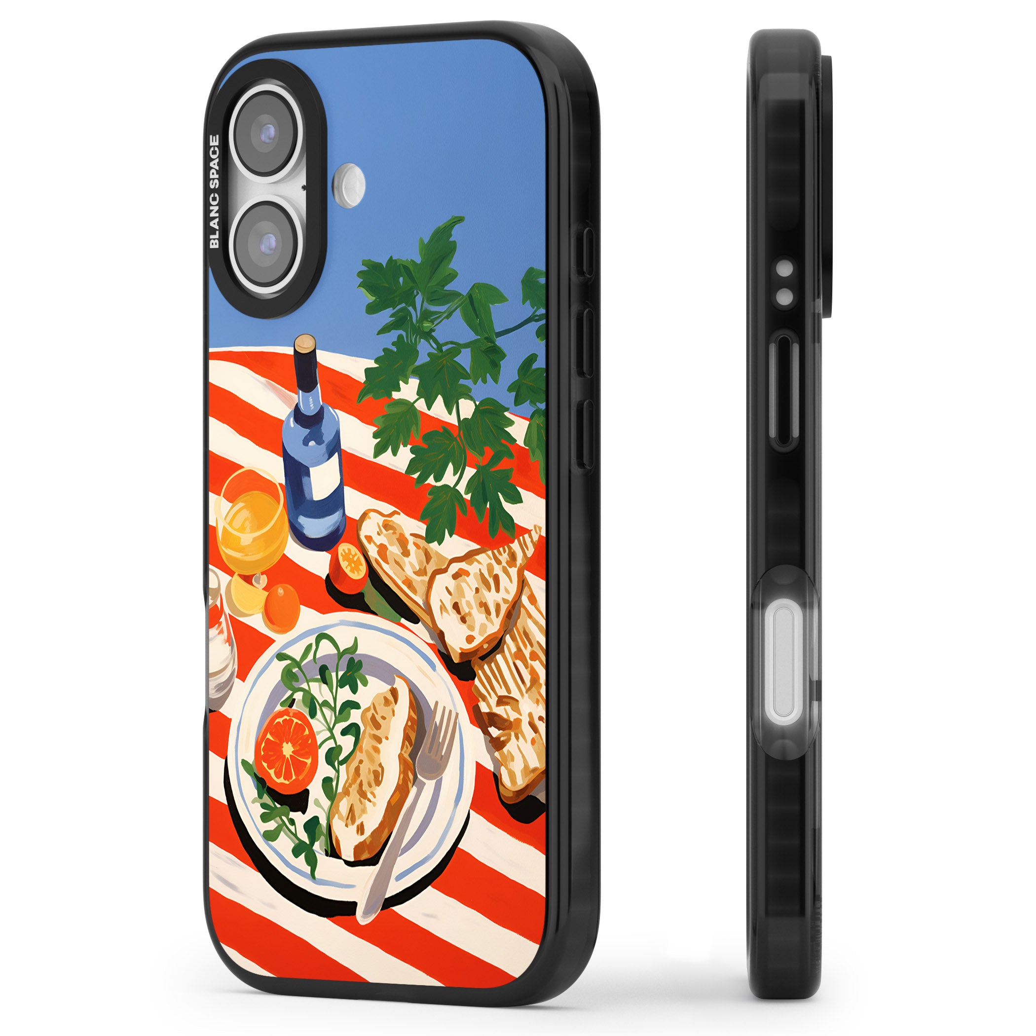 Mediterranean Lunch Table iPhone 17 Impact Pro Black Phone Case Side Profile