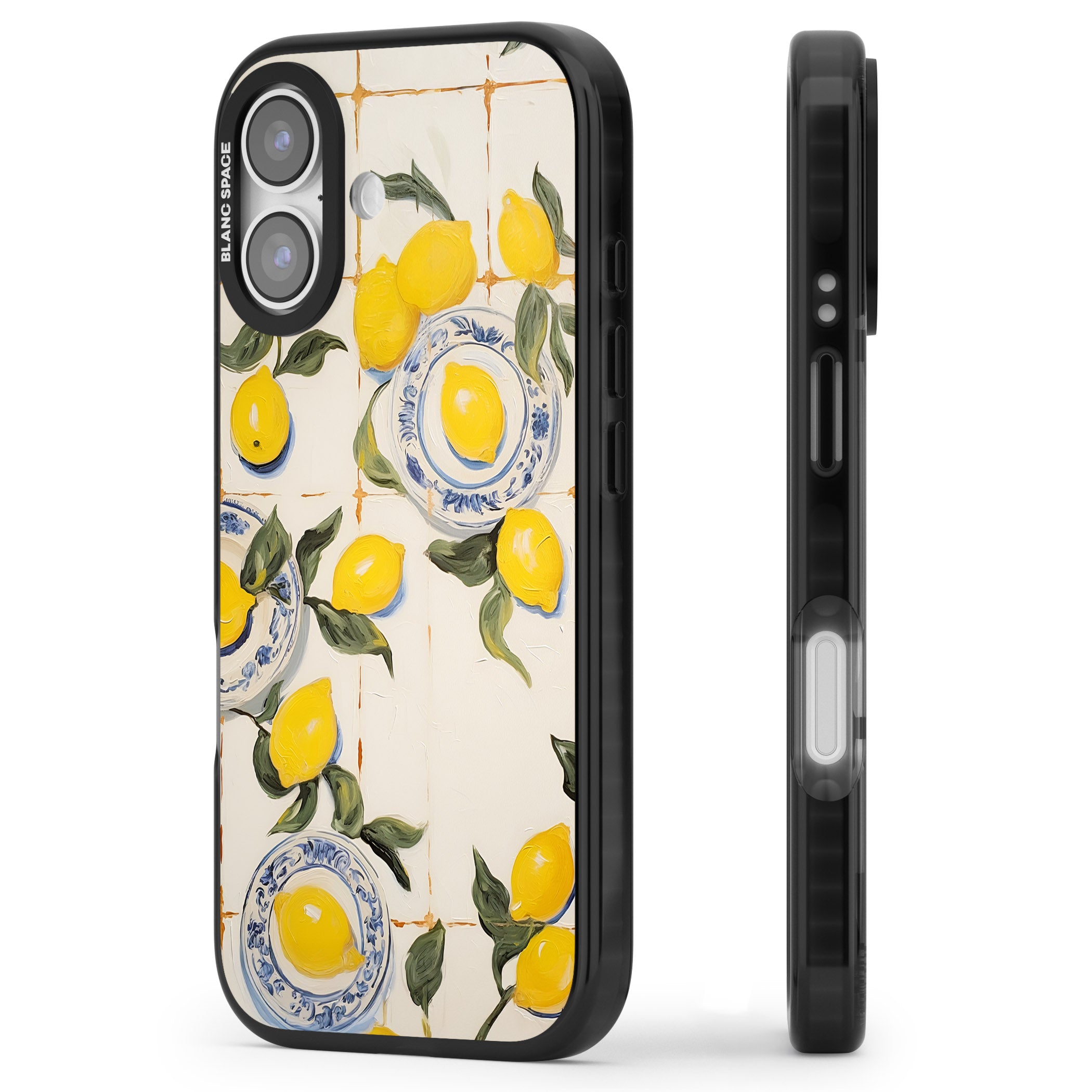 Lemons & Porcelain iPhone 17 Impact Pro Black Phone Case Side Profile
