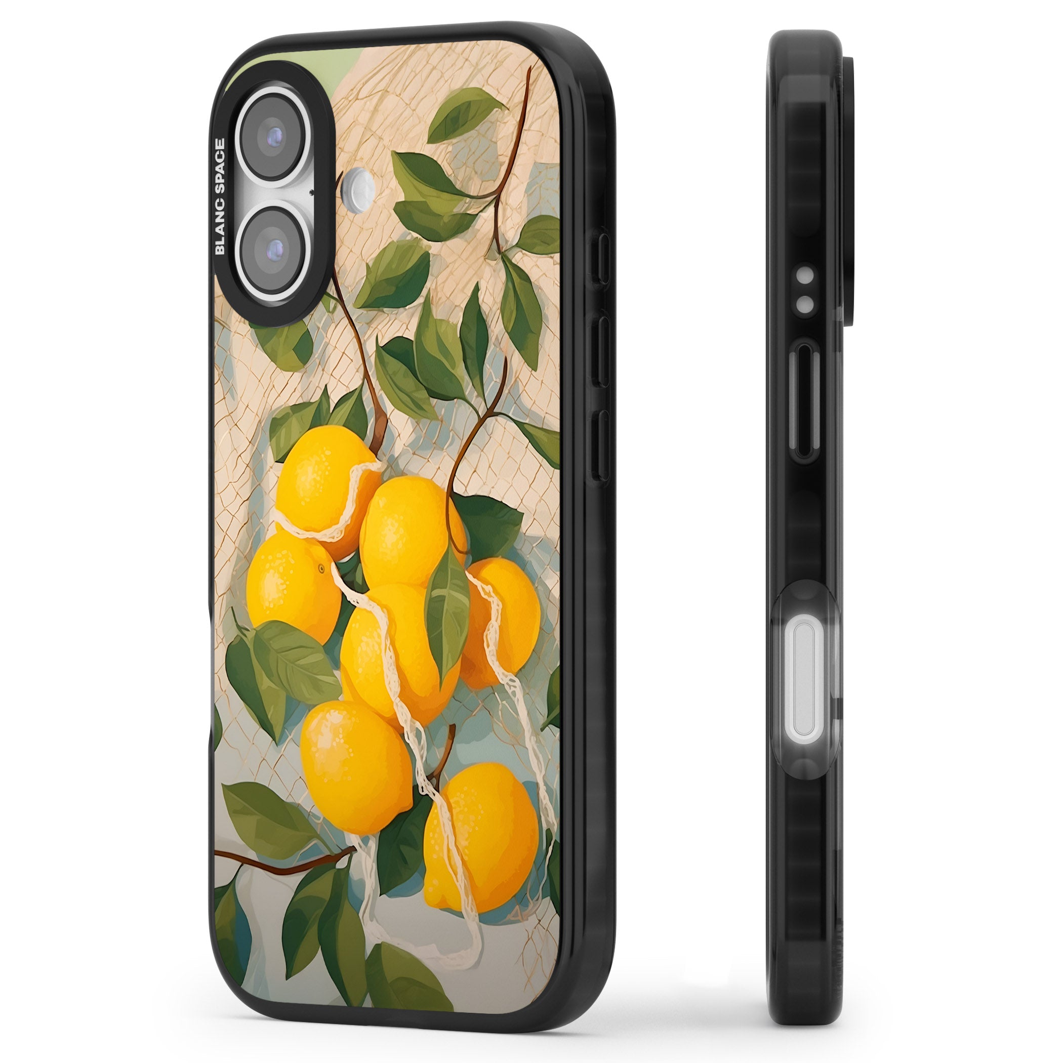 Lemon Vines iPhone 17 Impact Pro Black Phone Case Side Profile