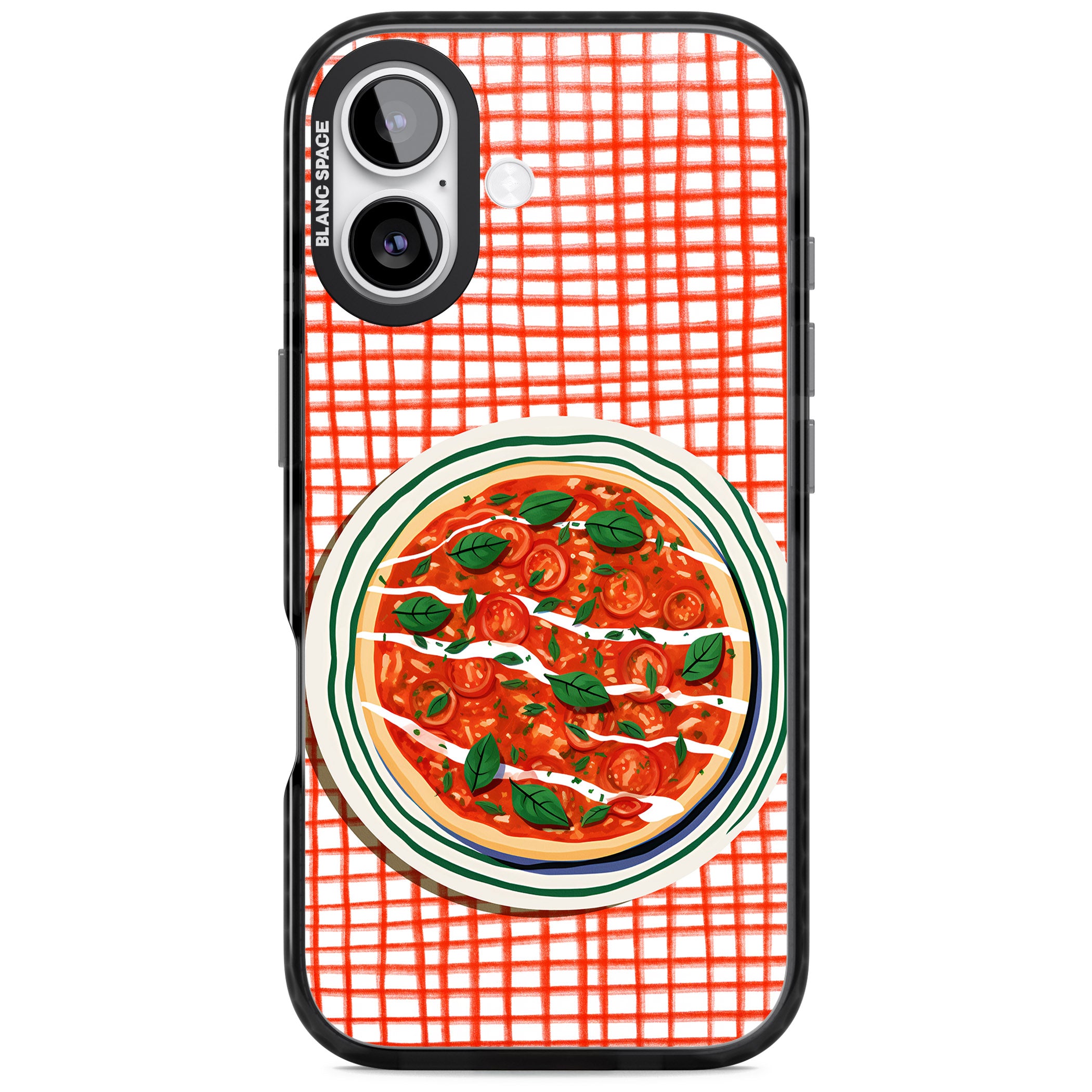 Margherita On Red Check iPhone 17 Impact Pro Black Phone Case