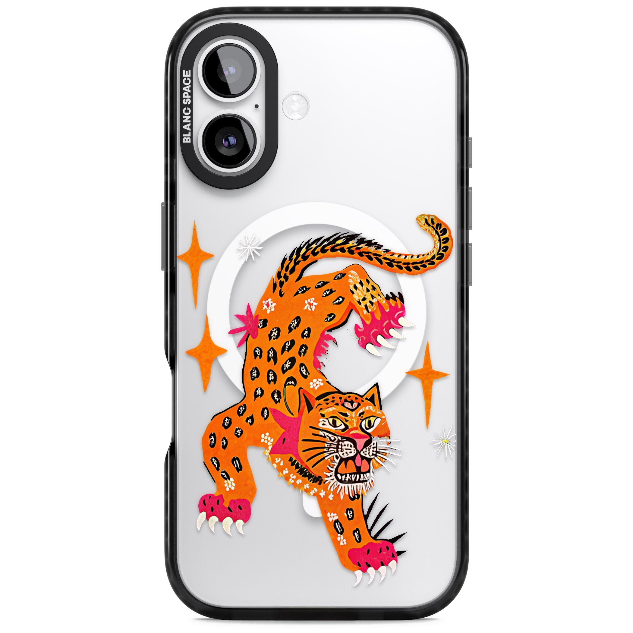 Fierce Jaguar Clear iPhone 17 Impact Pro Black Phone Case