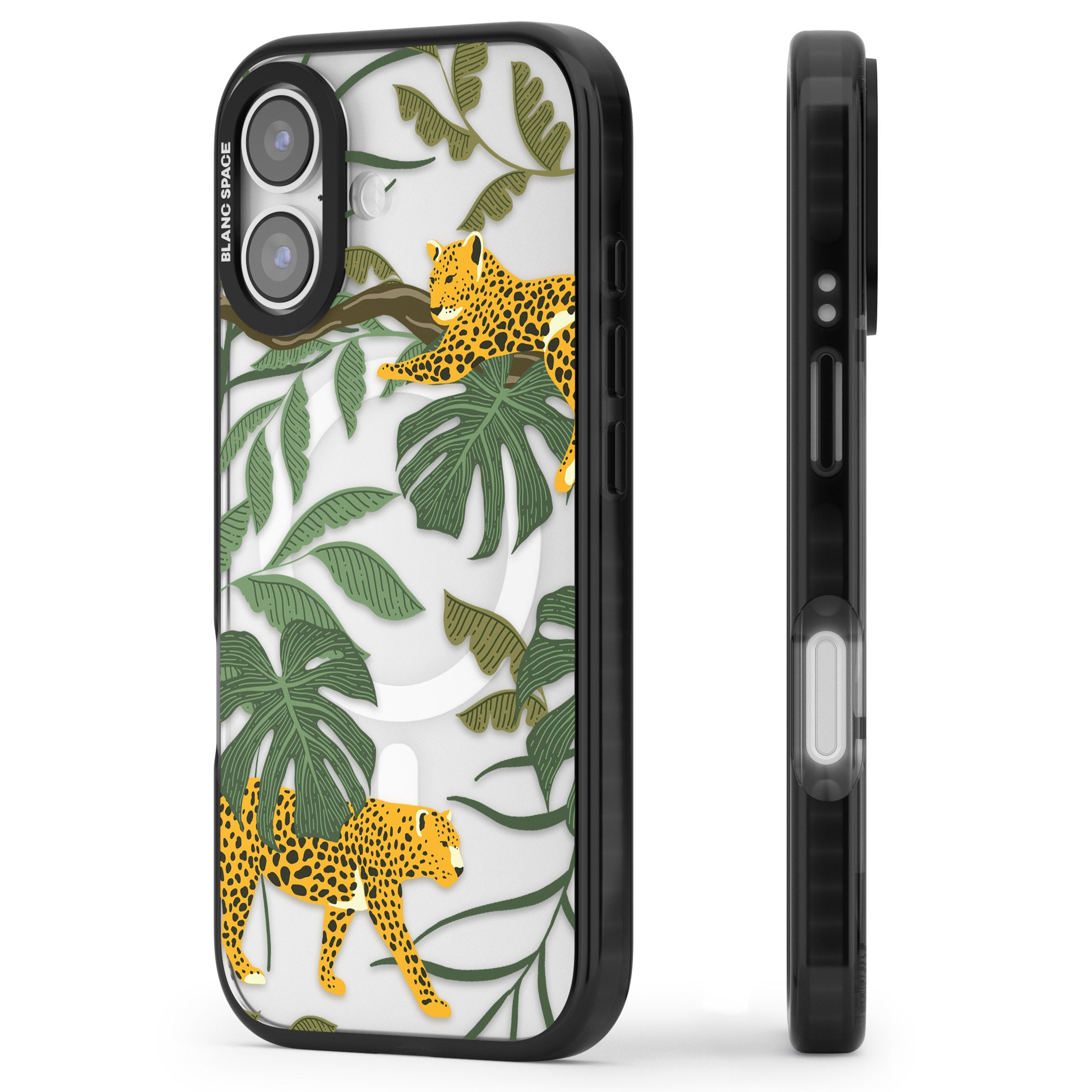 Jungle Cat Pattern iPhone 17 Impact Pro Black Phone Case Side Profile
